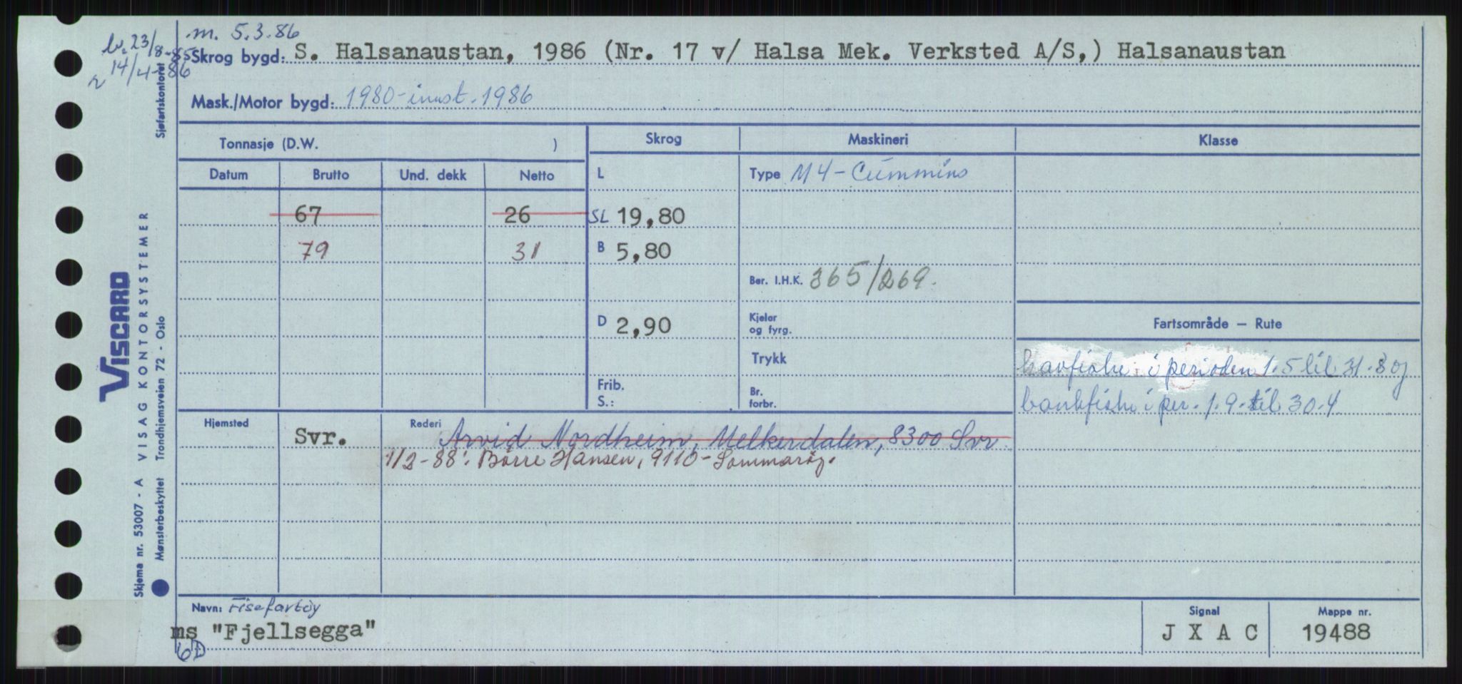 Sjøfartsdirektoratet med forløpere, Skipsmålingen, RA/S-1627/H/Ha/L0002/0001: Fartøy, Eik-Hill / Fartøy, Eik-F, p. 477