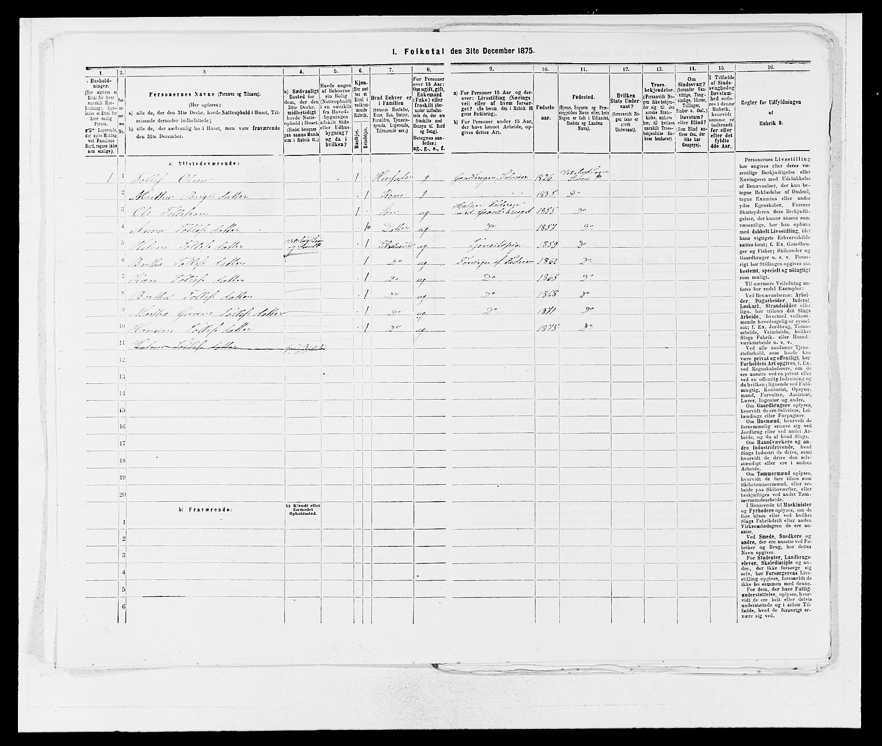 SAB, 1875 census for 1216P Sveio, 1875, p. 137