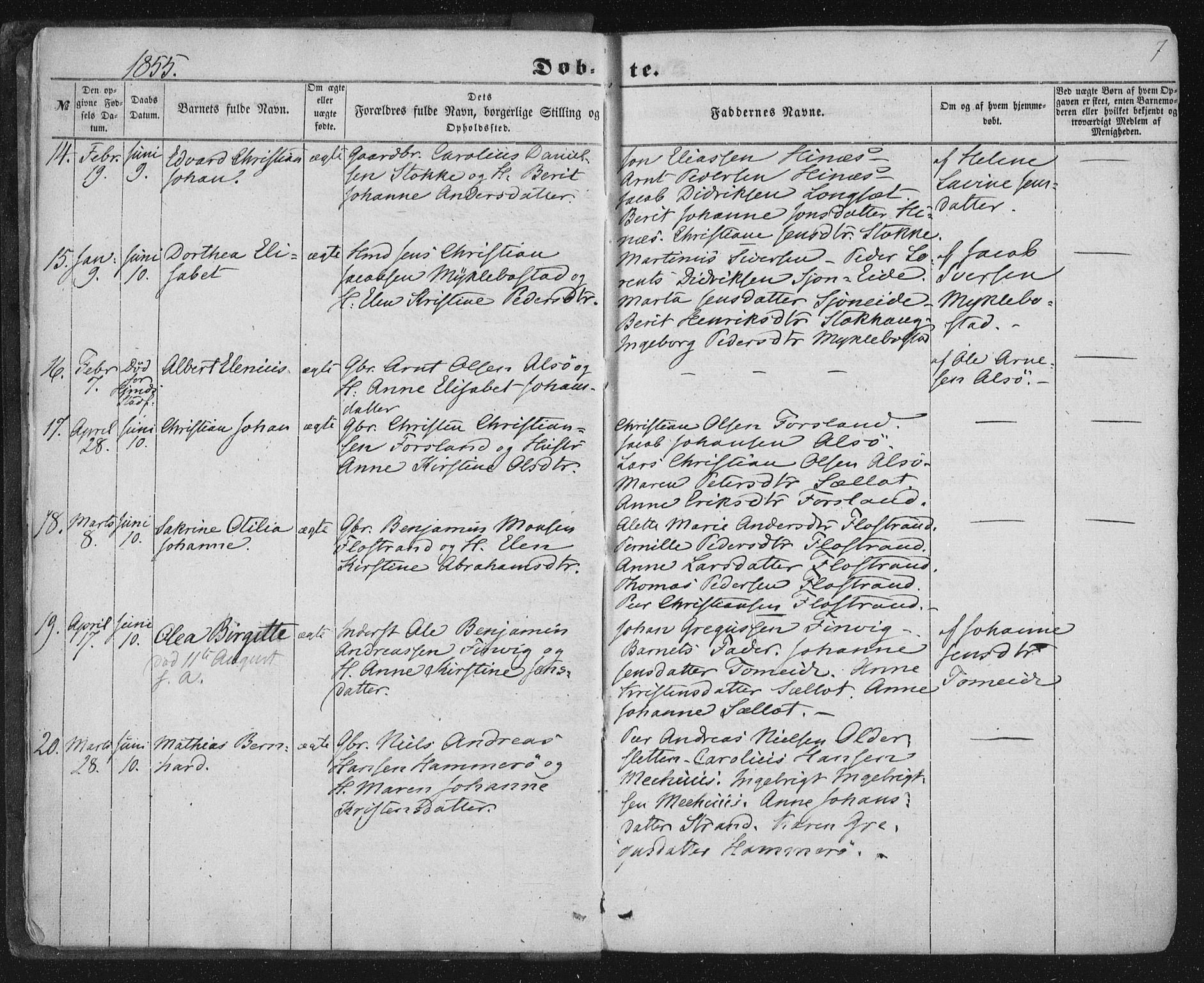 Ministerialprotokoller, klokkerbøker og fødselsregistre - Nordland, AV/SAT-A-1459/838/L0550: Parish register (official) no. 838A08, 1855-1865, p. 7