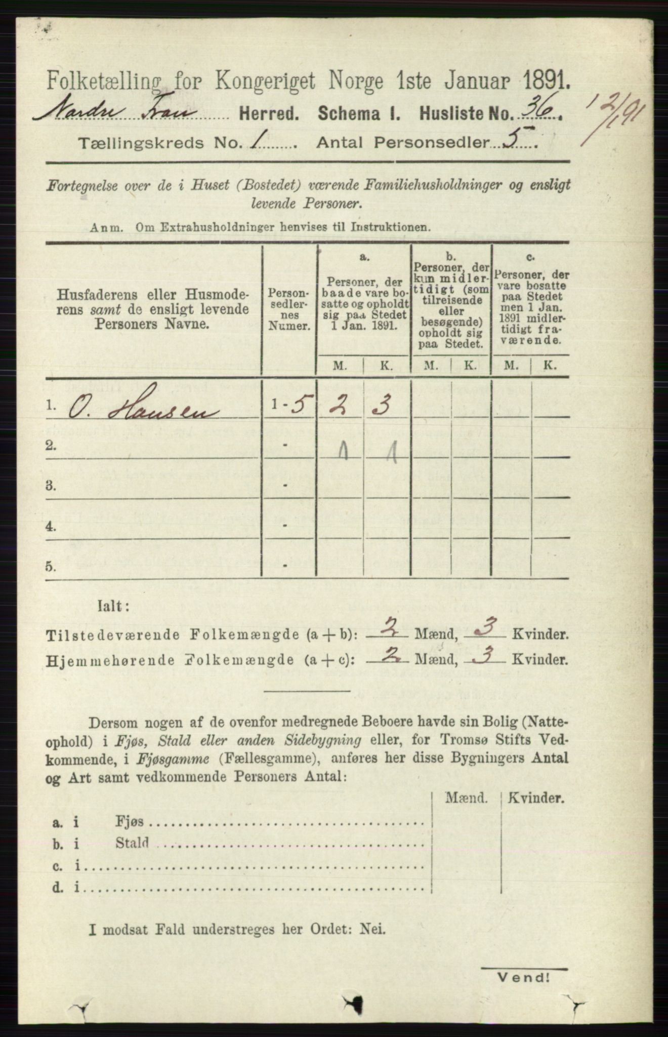 RA, 1891 census for 0518 Nord-Fron, 1891, p. 70