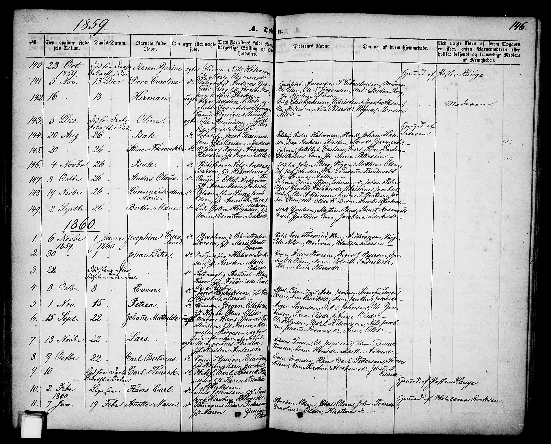 Skien kirkebøker, SAKO/A-302/G/Ga/L0004: Parish register (copy) no. 4, 1843-1867, p. 146