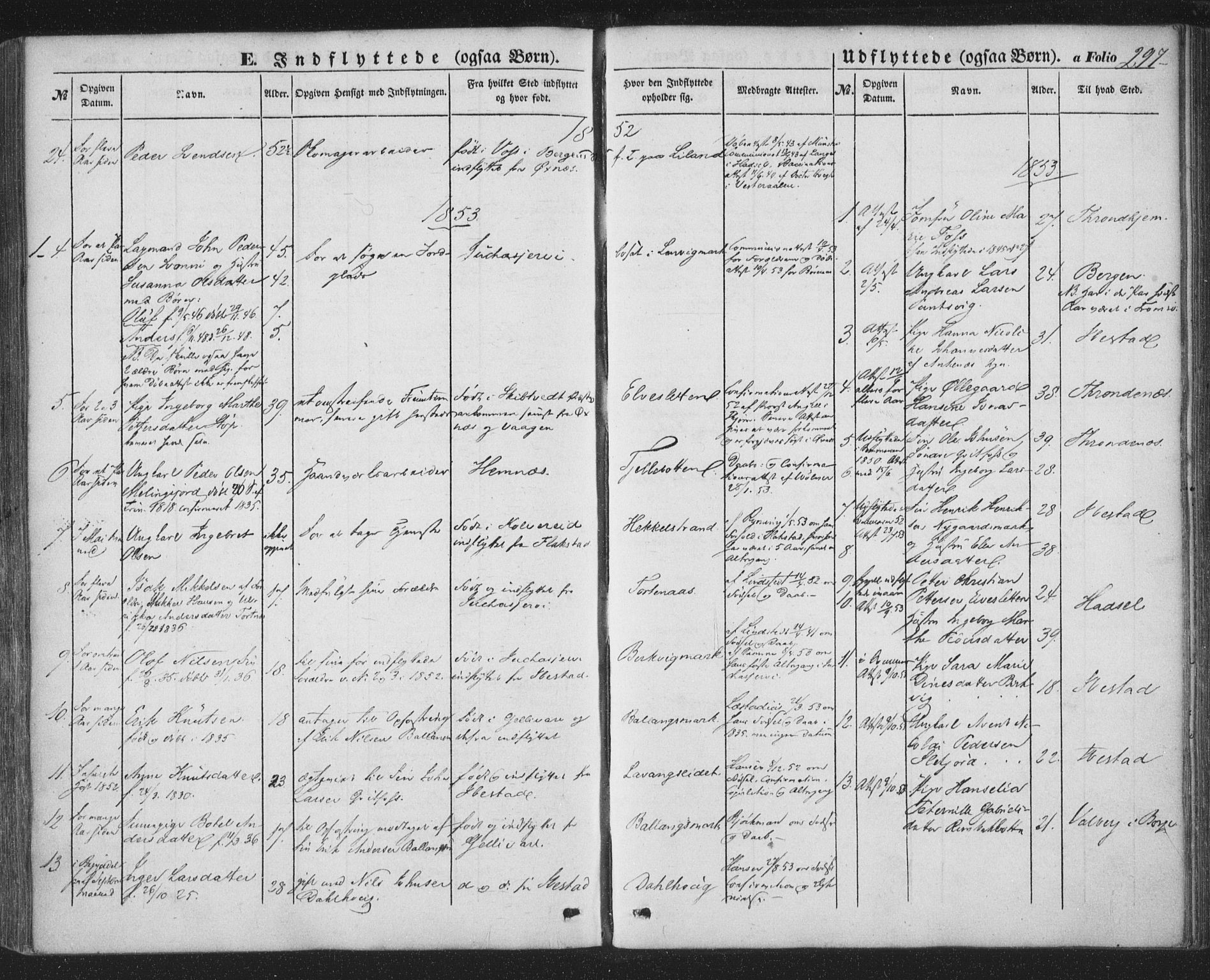 Ministerialprotokoller, klokkerbøker og fødselsregistre - Nordland, SAT/A-1459/863/L0895: Parish register (official) no. 863A07, 1851-1860, p. 297