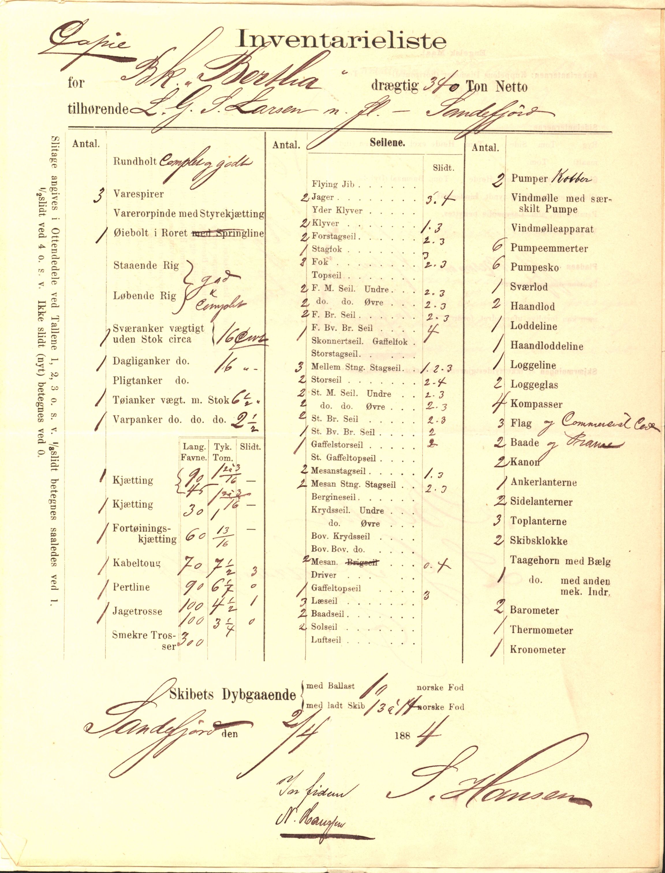 Pa 63 - Østlandske skibsassuranceforening, VEMU/A-1079/G/Ga/L0018/0011: Havaridokumenter / Bertha, Bonita, Immanuel, Th. Thoresen, India, 1885, p. 14