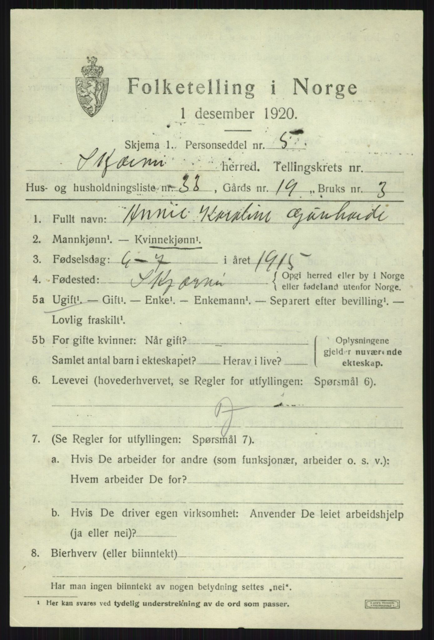 SATØ, 1920 census for Skjervøy, 1920, p. 2869