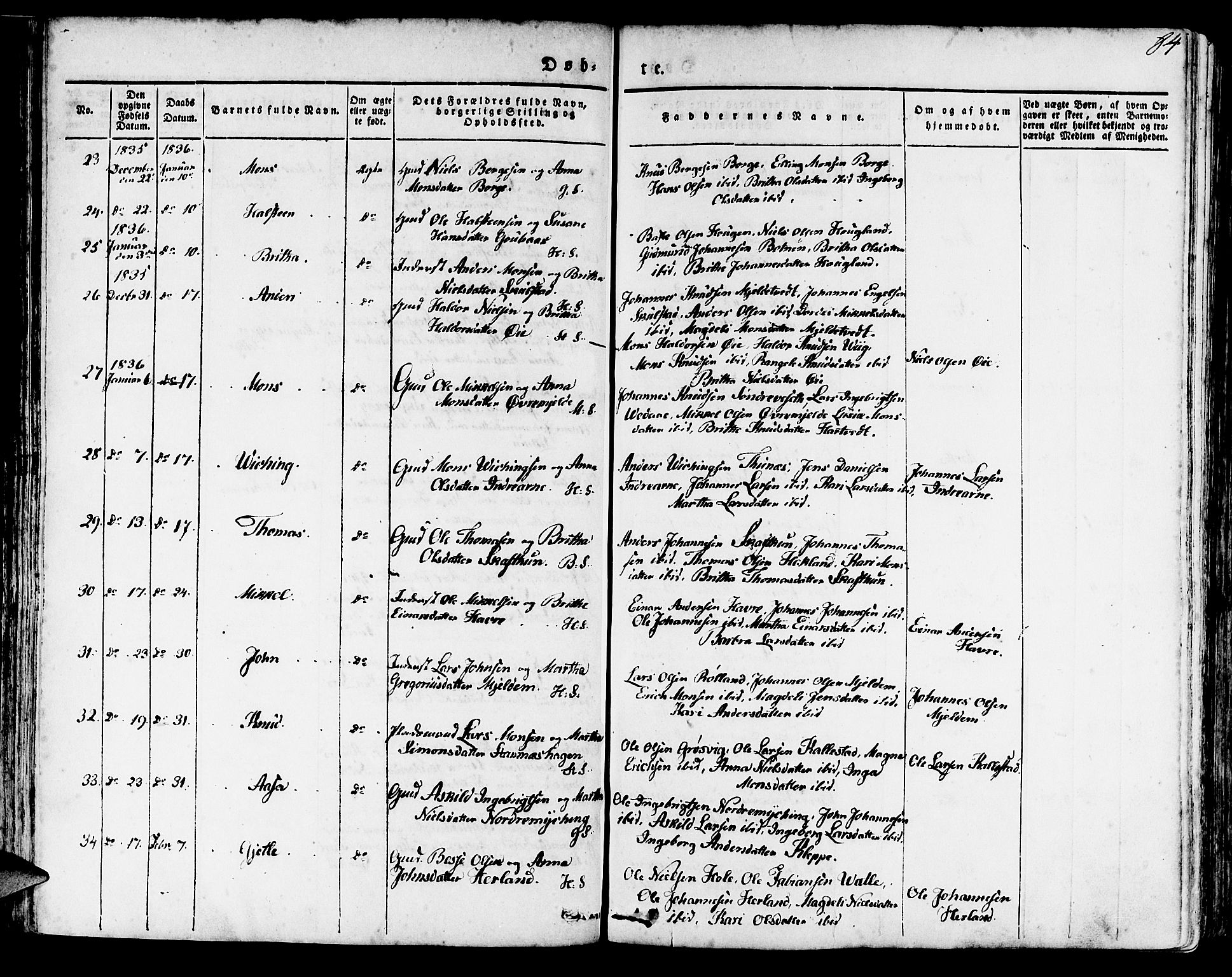 Haus sokneprestembete, AV/SAB-A-75601/H/Haa: Parish register (official) no. A 14, 1827-1838, p. 84