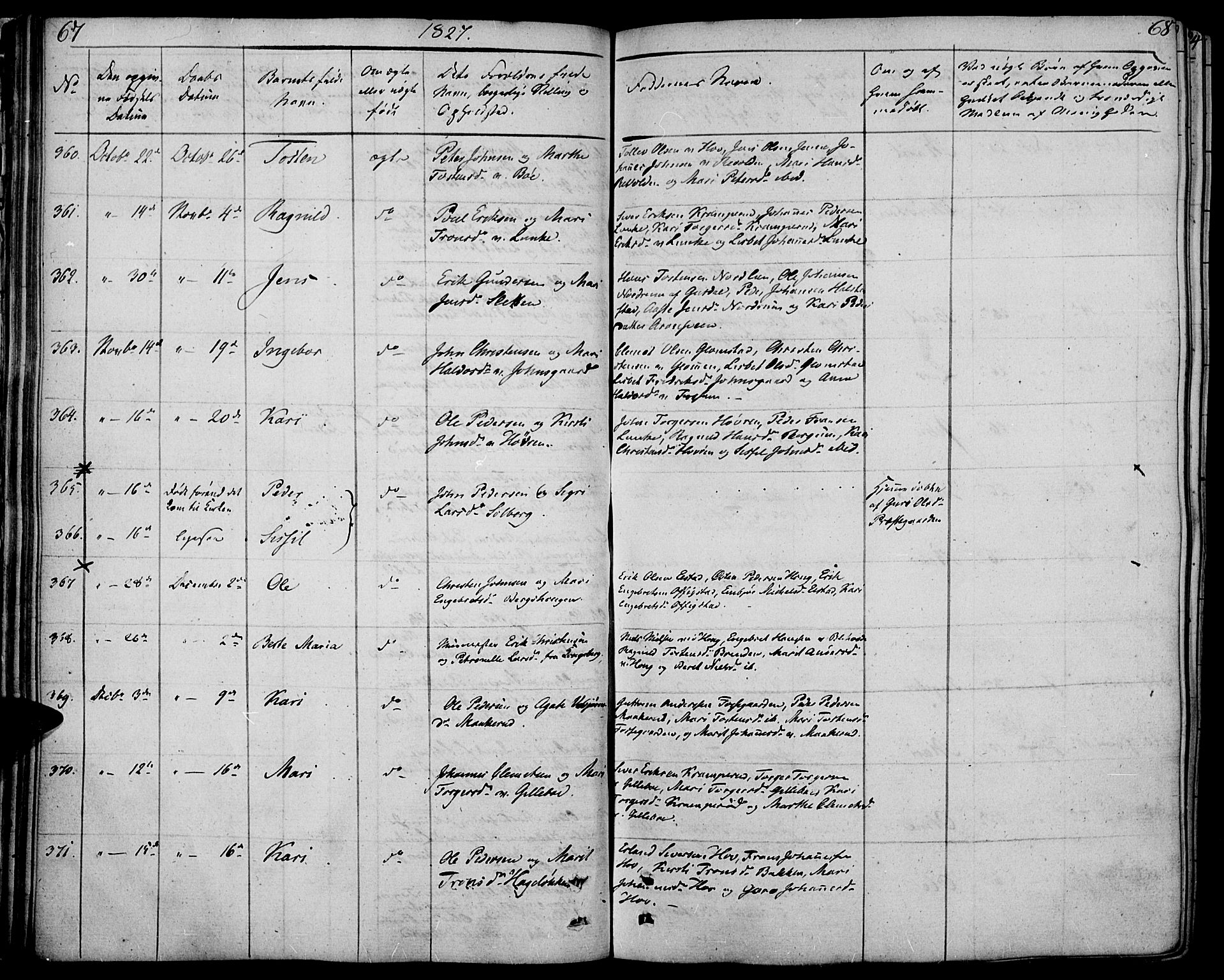 Øyer prestekontor, AV/SAH-PREST-084/H/Ha/Haa/L0004: Parish register (official) no. 4, 1824-1841, p. 67-68