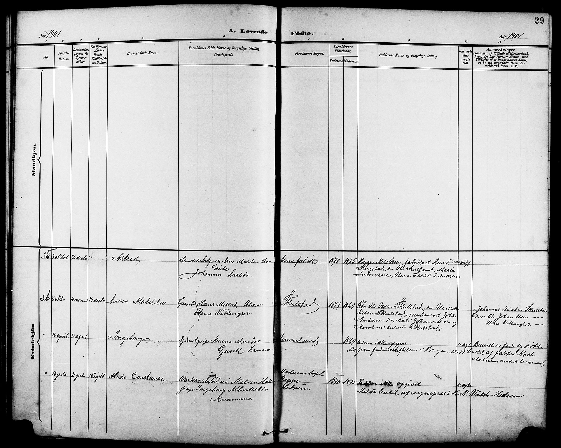 Arna sokneprestembete, AV/SAB-A-74001/H/Ha/Hab: Parish register (copy) no. A 4, 1898-1910, p. 29