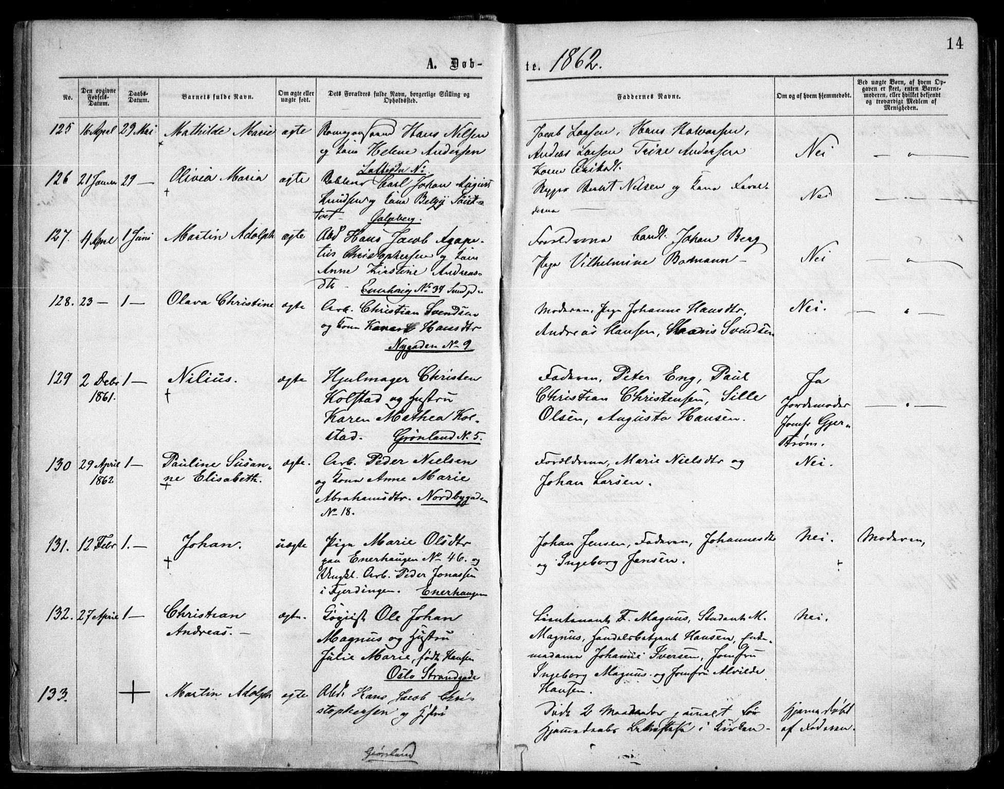 Grønland prestekontor Kirkebøker, AV/SAO-A-10848/F/Fa/L0002: Parish register (official) no. 2, 1862-1868, p. 14