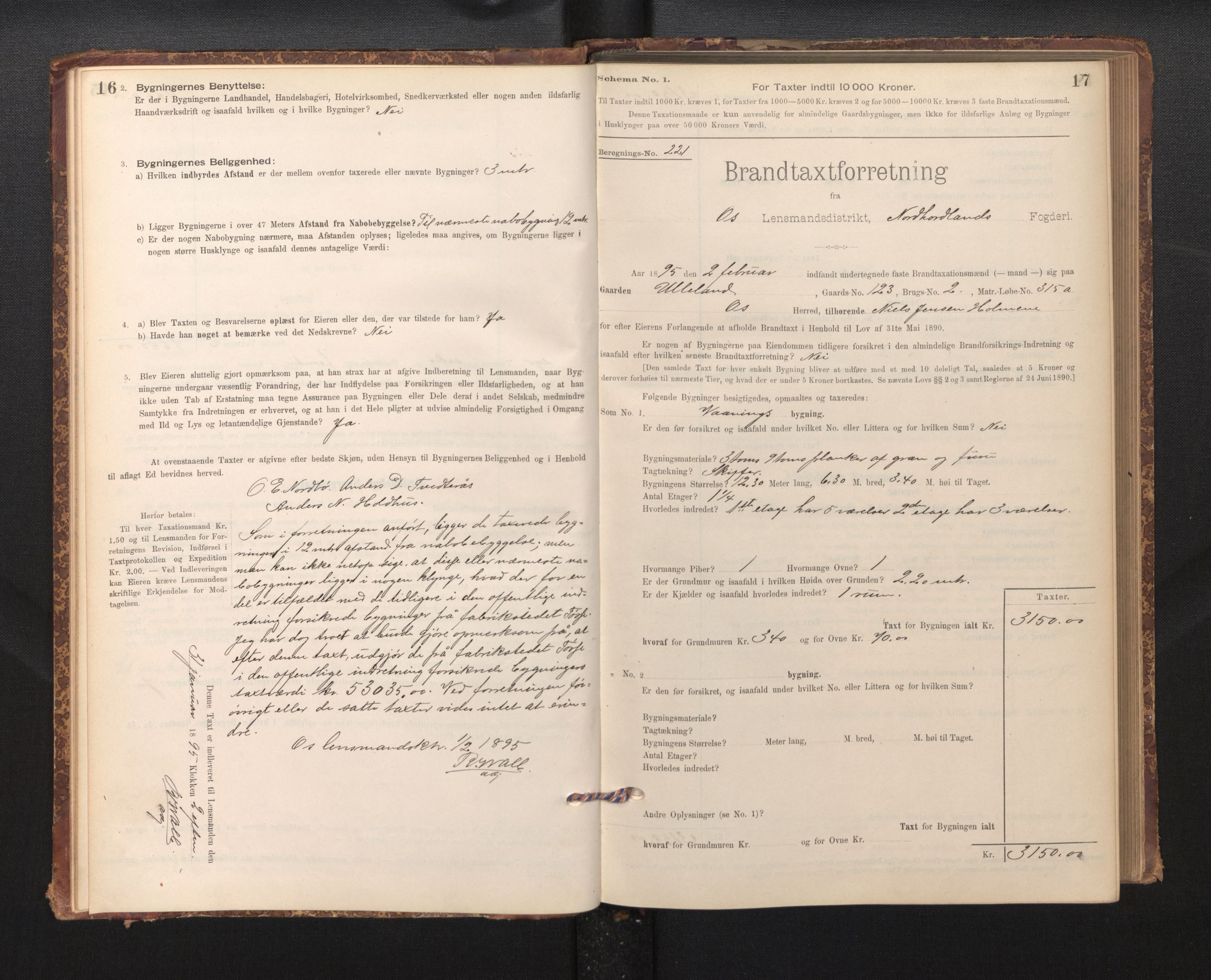 Lensmannen i Os, AV/SAB-A-34101/0012/L0008: Branntakstprotokoll, skjematakst, 1894-1915, p. 16-17