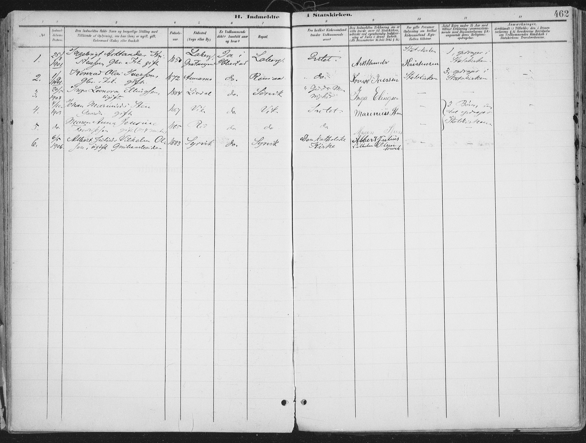 Ibestad sokneprestembete, SATØ/S-0077/H/Ha/Haa/L0017kirke: Parish register (official) no. 17, 1901-1914, p. 462