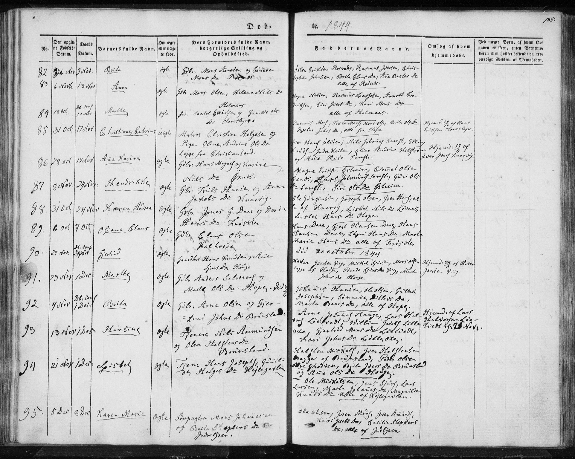 Lindås Sokneprestembete, AV/SAB-A-76701/H/Haa/Haaa/L0010: Parish register (official) no. A 10, 1842-1862, p. 105