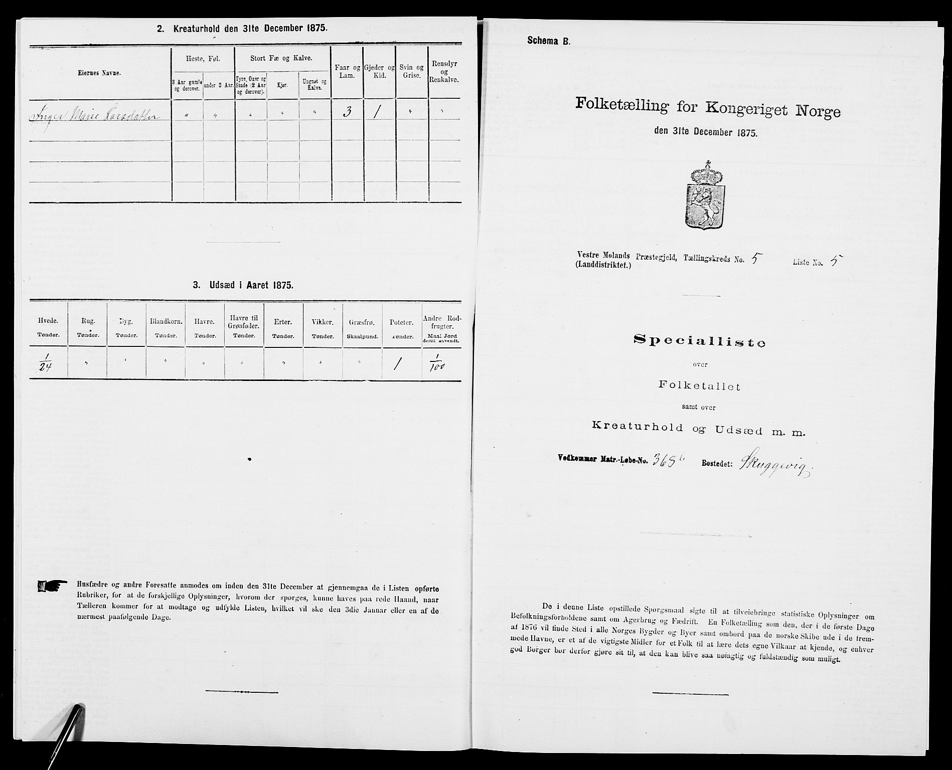 SAK, 1875 census for 0926L Vestre Moland/Vestre Moland, 1875, p. 658