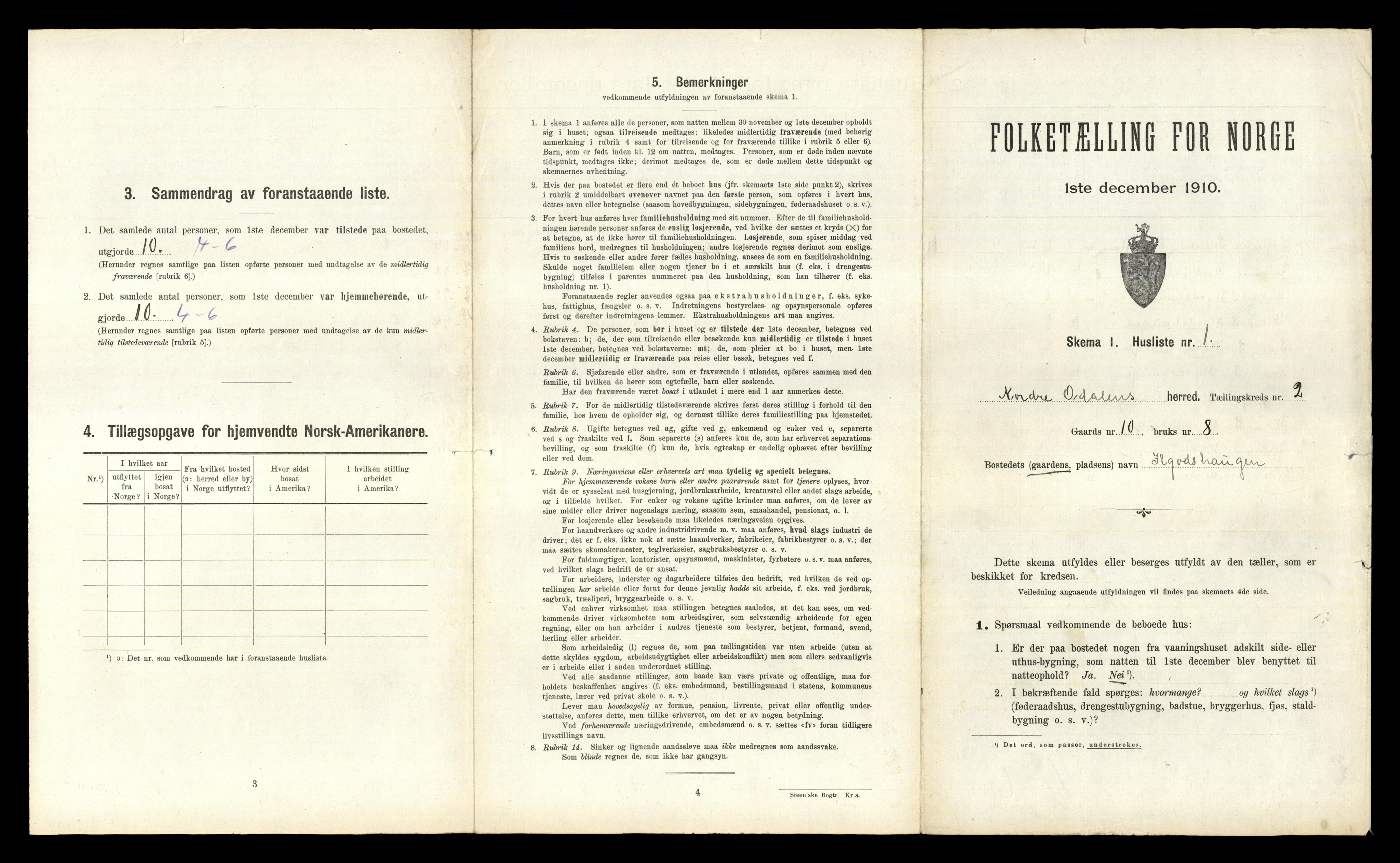 RA, 1910 census for Nord-Odal, 1910, p. 143