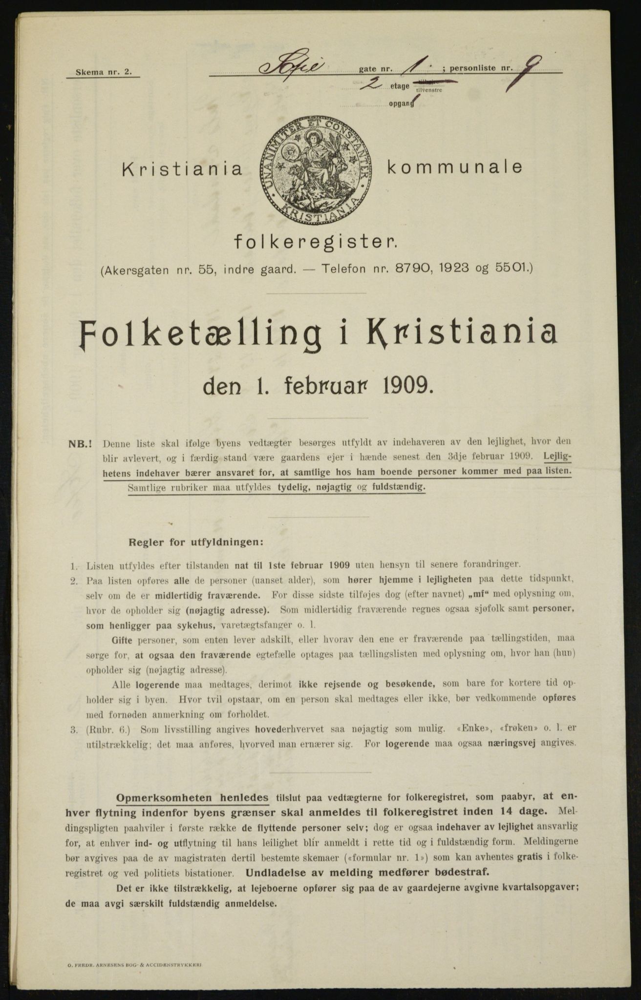 OBA, Municipal Census 1909 for Kristiania, 1909, p. 89475