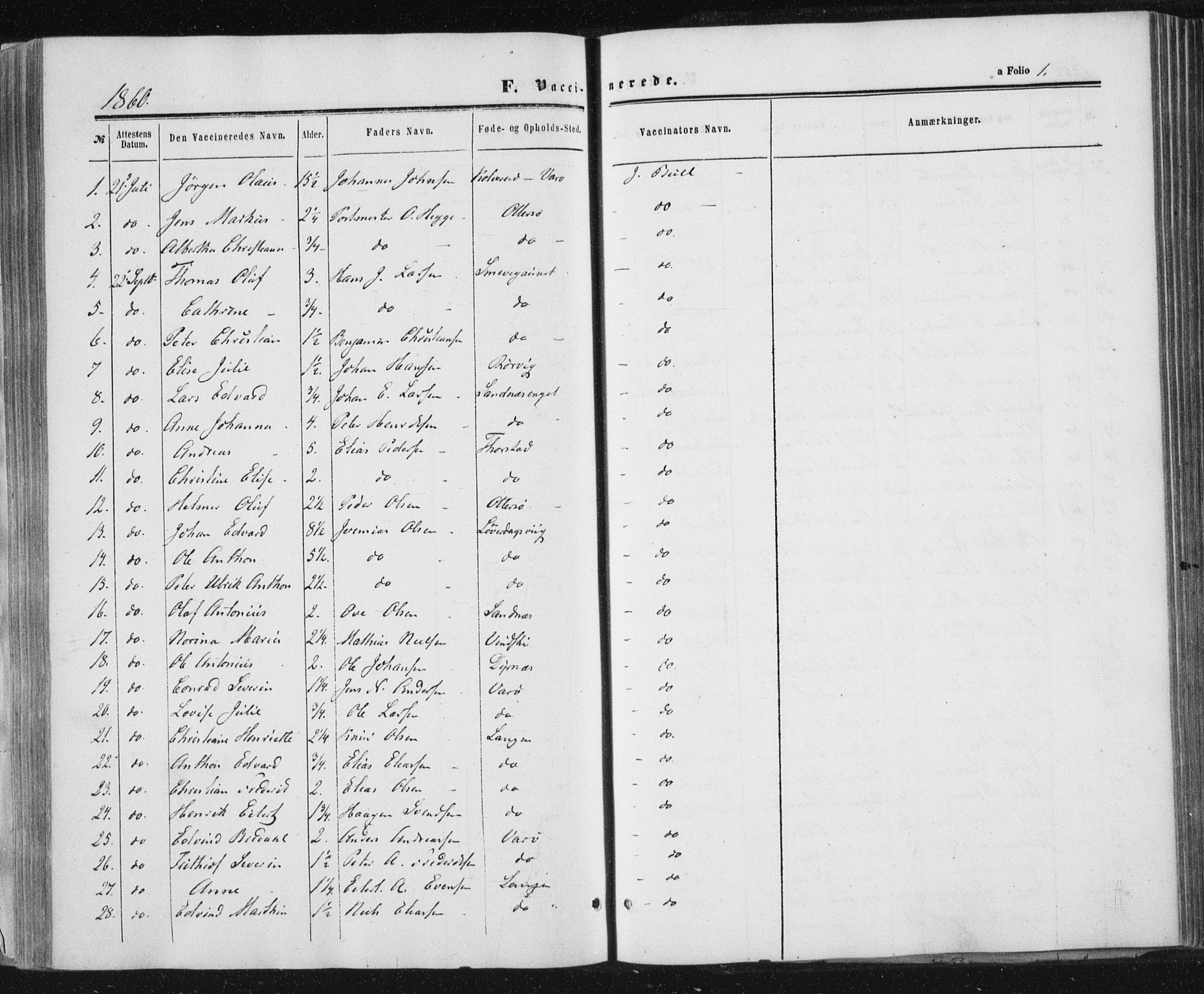 Ministerialprotokoller, klokkerbøker og fødselsregistre - Nord-Trøndelag, SAT/A-1458/784/L0670: Parish register (official) no. 784A05, 1860-1876, p. 1