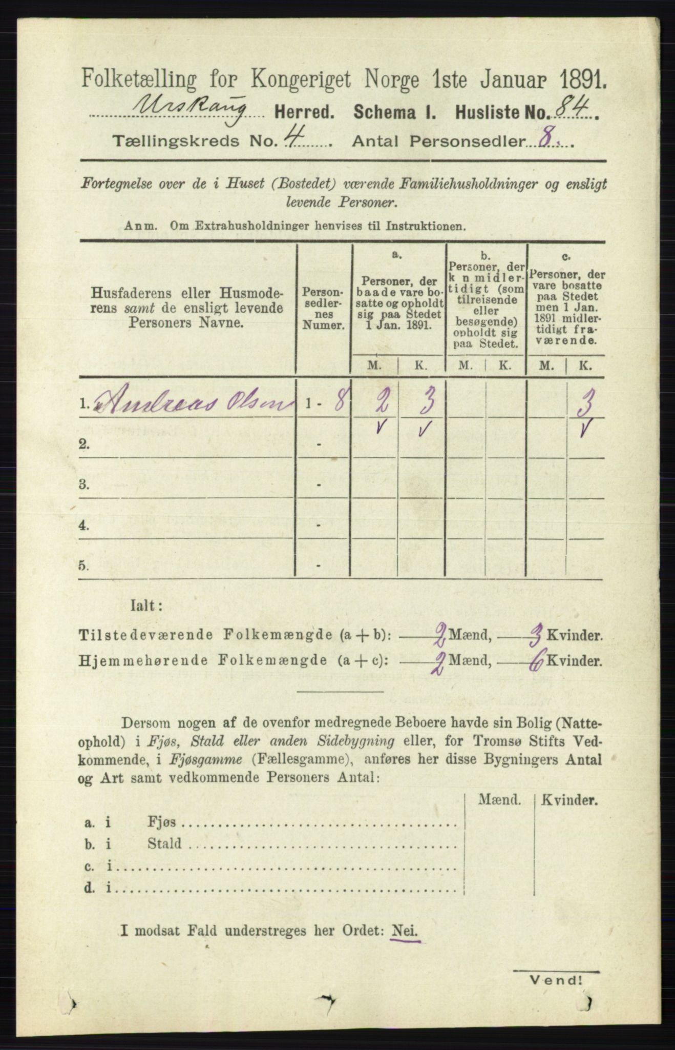 RA, 1891 census for 0224 Aurskog, 1891, p. 1481