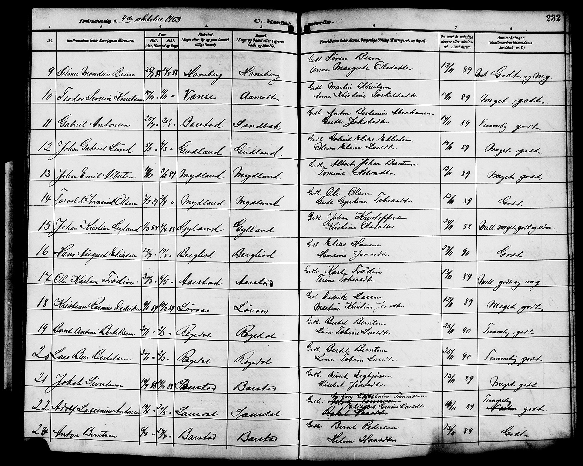 Sokndal sokneprestkontor, AV/SAST-A-101808: Parish register (copy) no. B 6, 1892-1907, p. 232