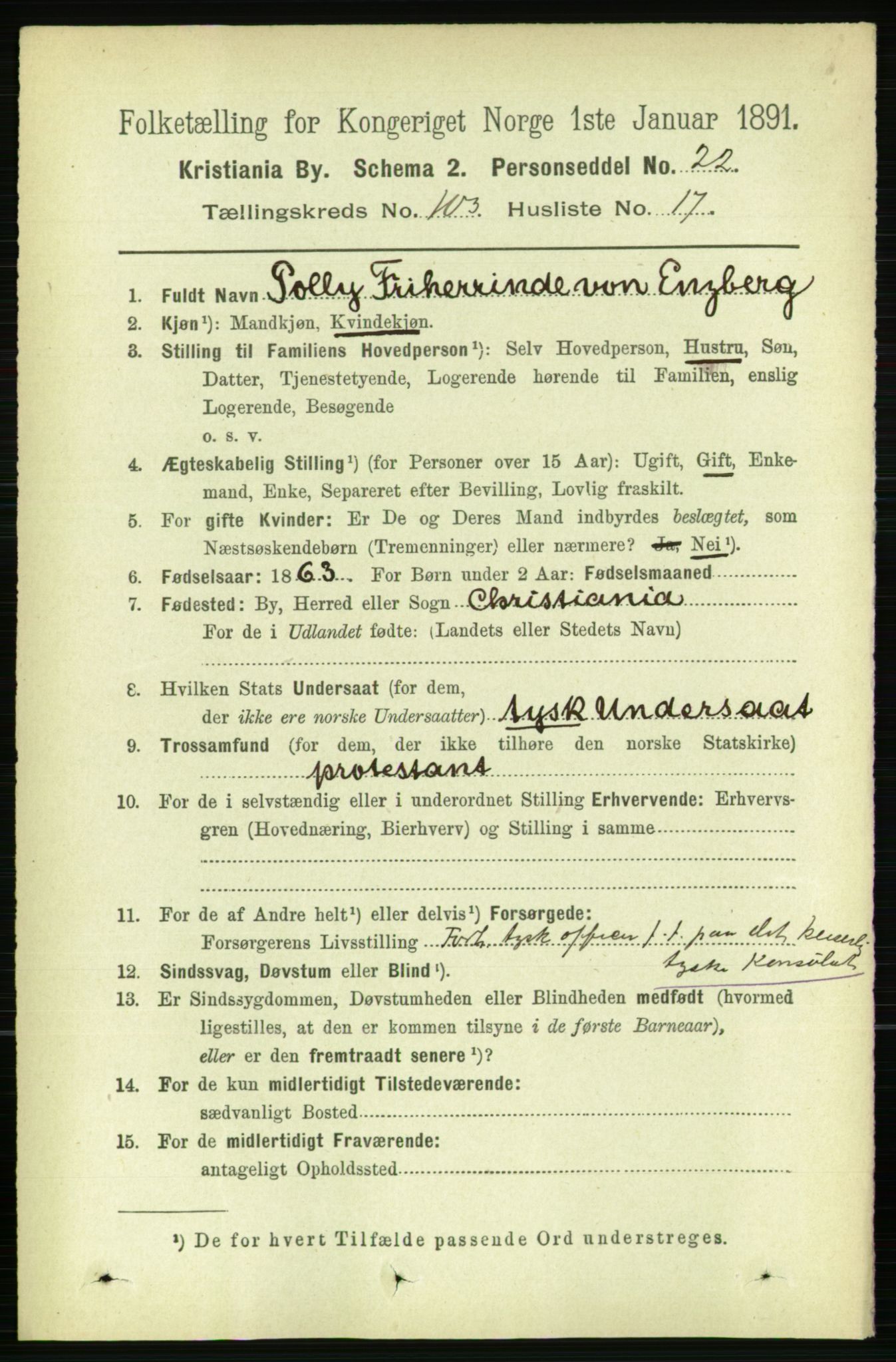 RA, 1891 census for 0301 Kristiania, 1891, p. 51700