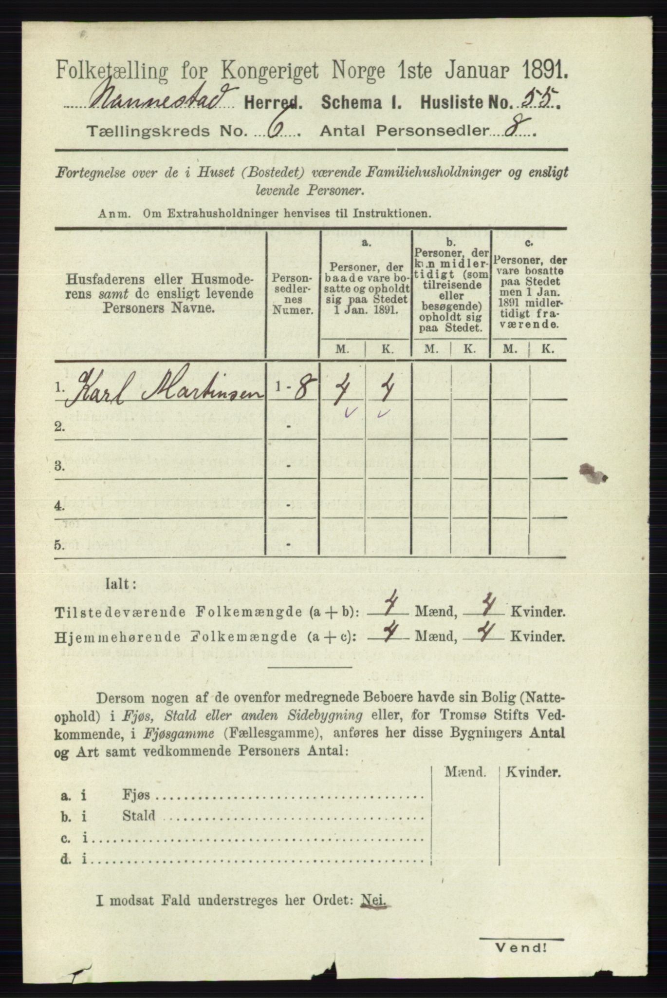 RA, 1891 census for 0238 Nannestad, 1891, p. 3058