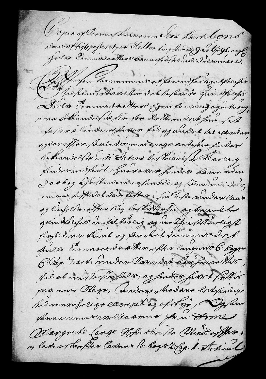 Stattholderembetet 1572-1771, RA/EA-2870/Af/L0004: Avskrifter av vedlegg til originale supplikker, nummerert i samsvar med supplikkbøkene, 1691-1694, p. 323
