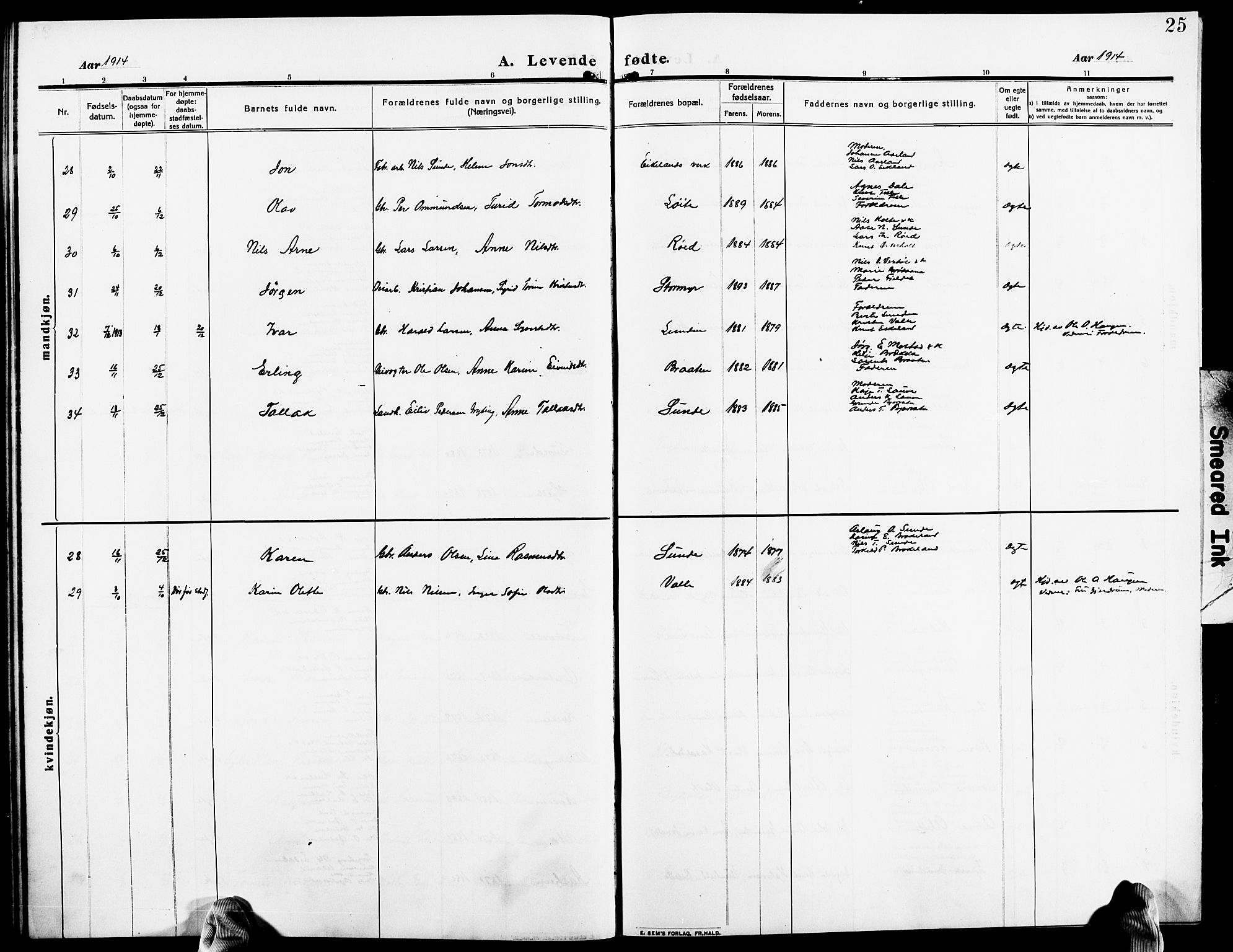 Gjerstad sokneprestkontor, SAK/1111-0014/F/Fb/Fba/L0008: Parish register (copy) no. B 8, 1909-1925, p. 25