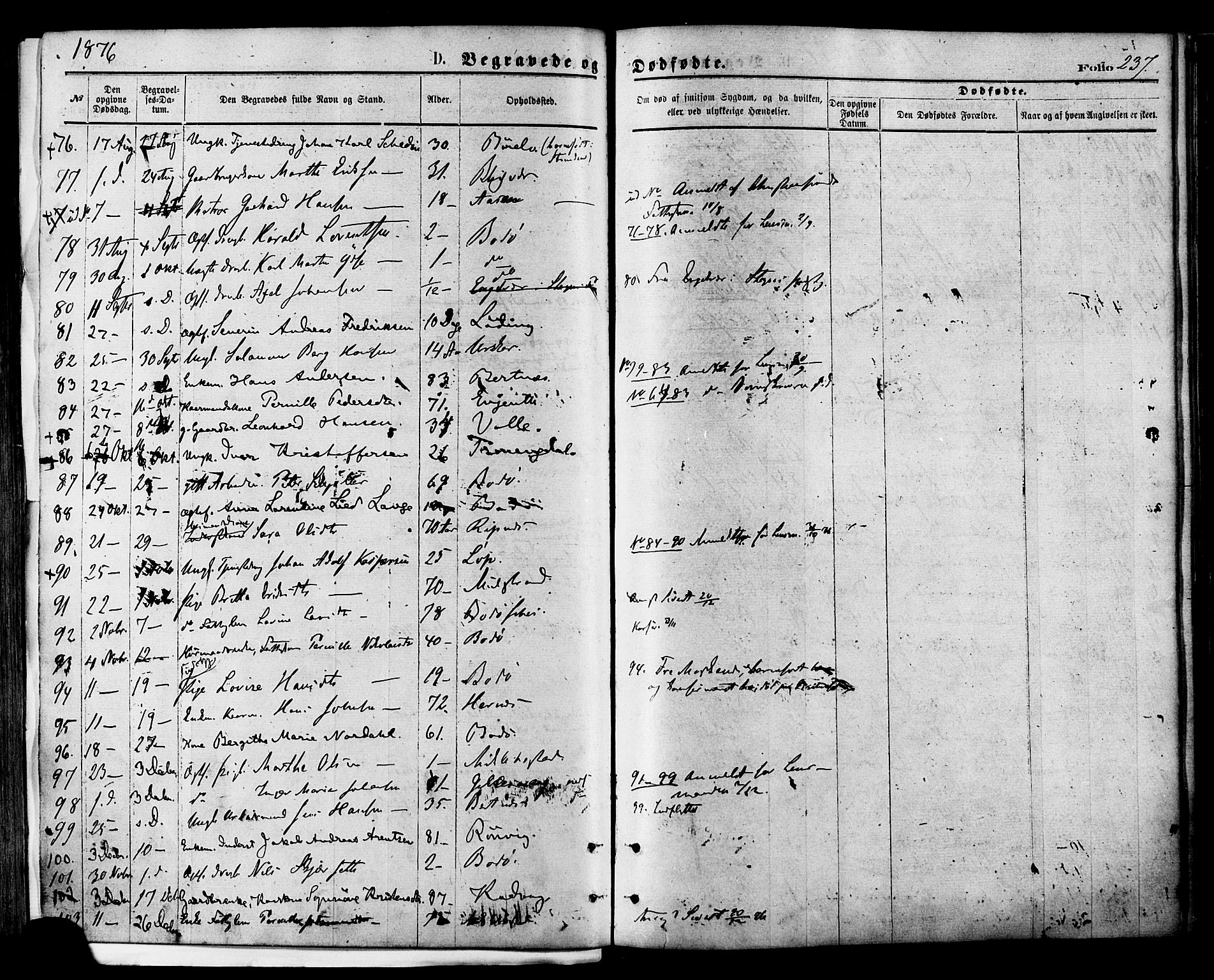 Ministerialprotokoller, klokkerbøker og fødselsregistre - Nordland, SAT/A-1459/801/L0009: Parish register (official) no. 801A09, 1876-1883, p. 237