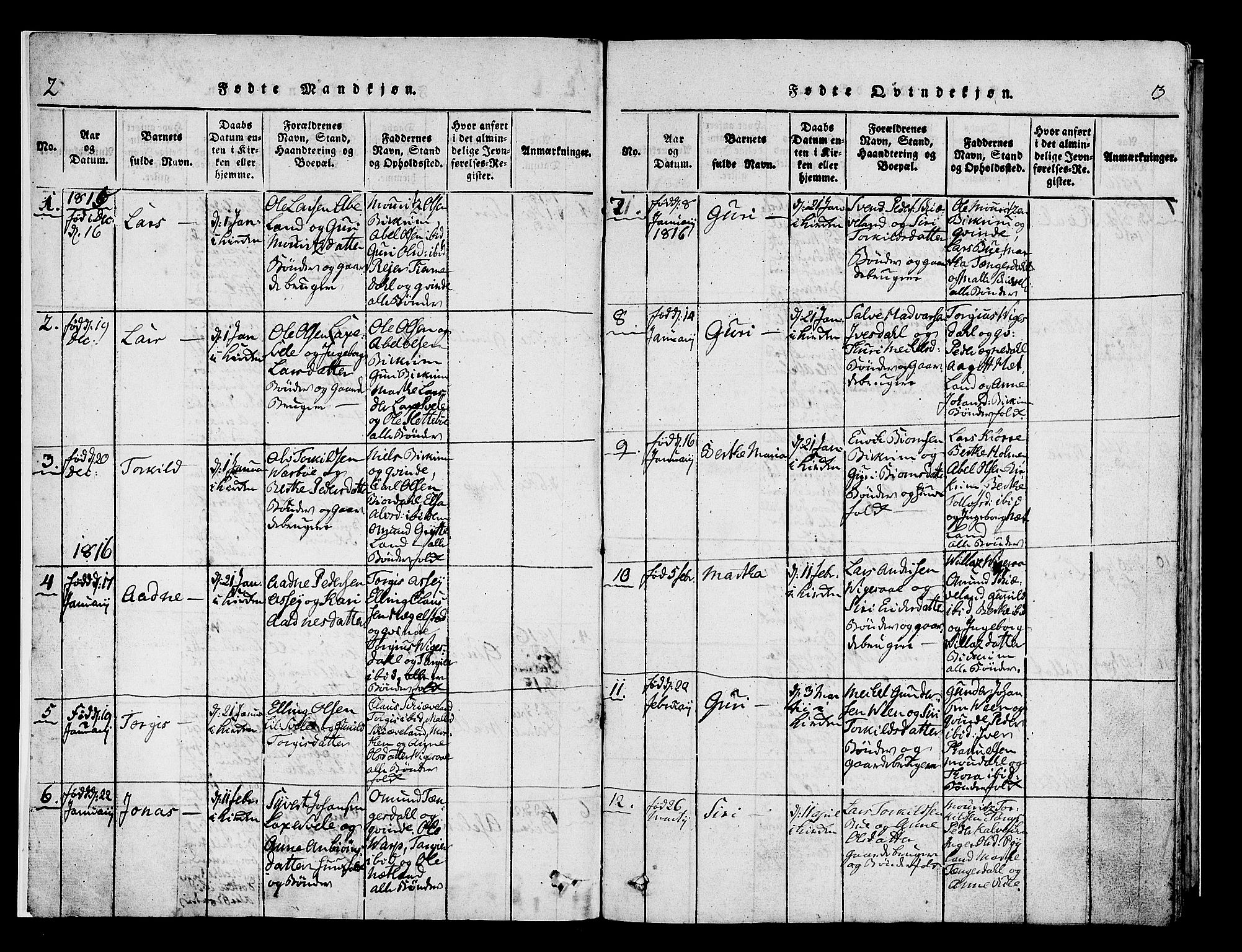 Helleland sokneprestkontor, AV/SAST-A-101810: Parish register (official) no. A 5, 1815-1834, p. 2-3