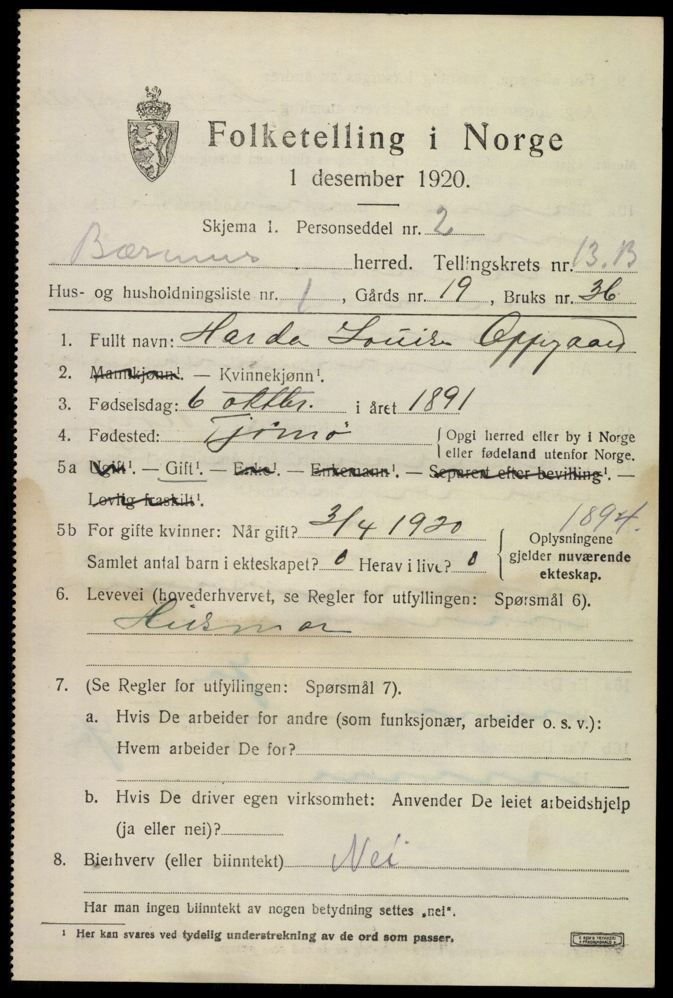 SAO, 1920 census for Bærum, 1920, p. 34292