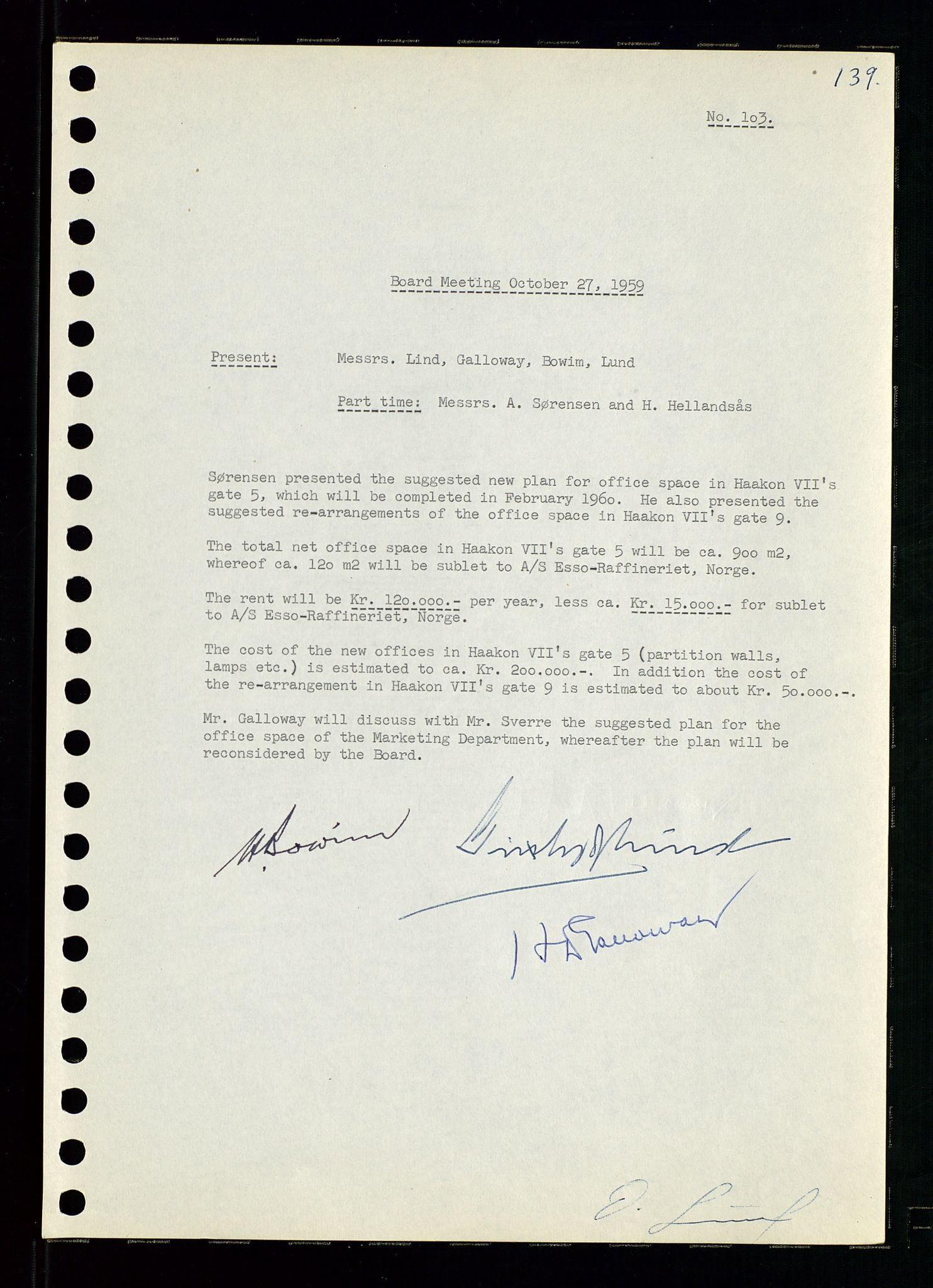 Pa 0982 - Esso Norge A/S, AV/SAST-A-100448/A/Aa/L0001/0001: Den administrerende direksjon Board minutes (styrereferater) / Den administrerende direksjon Board minutes (styrereferater), 1958-1959, p. 139