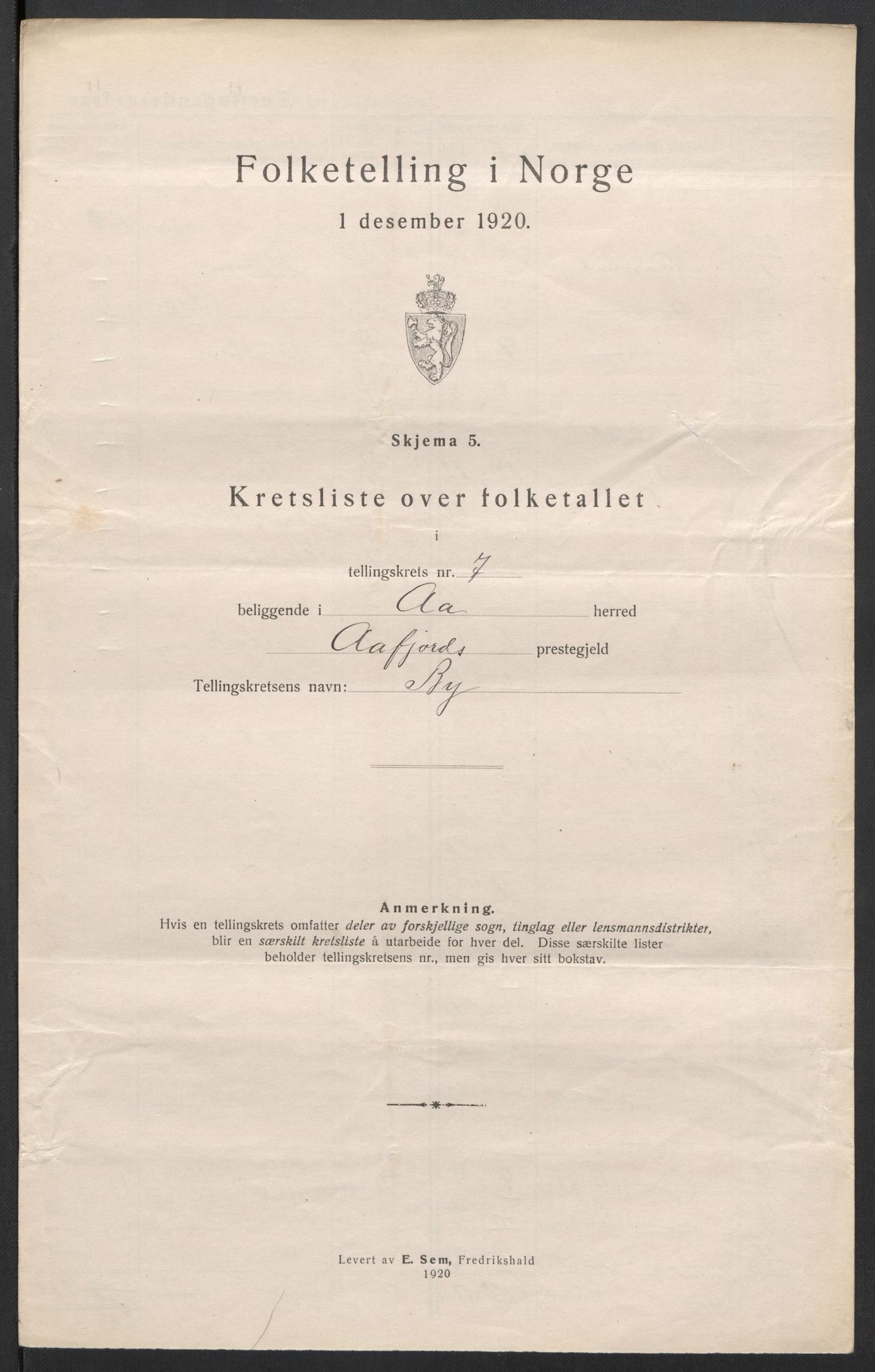 SAT, 1920 census for Å, 1920, p. 26