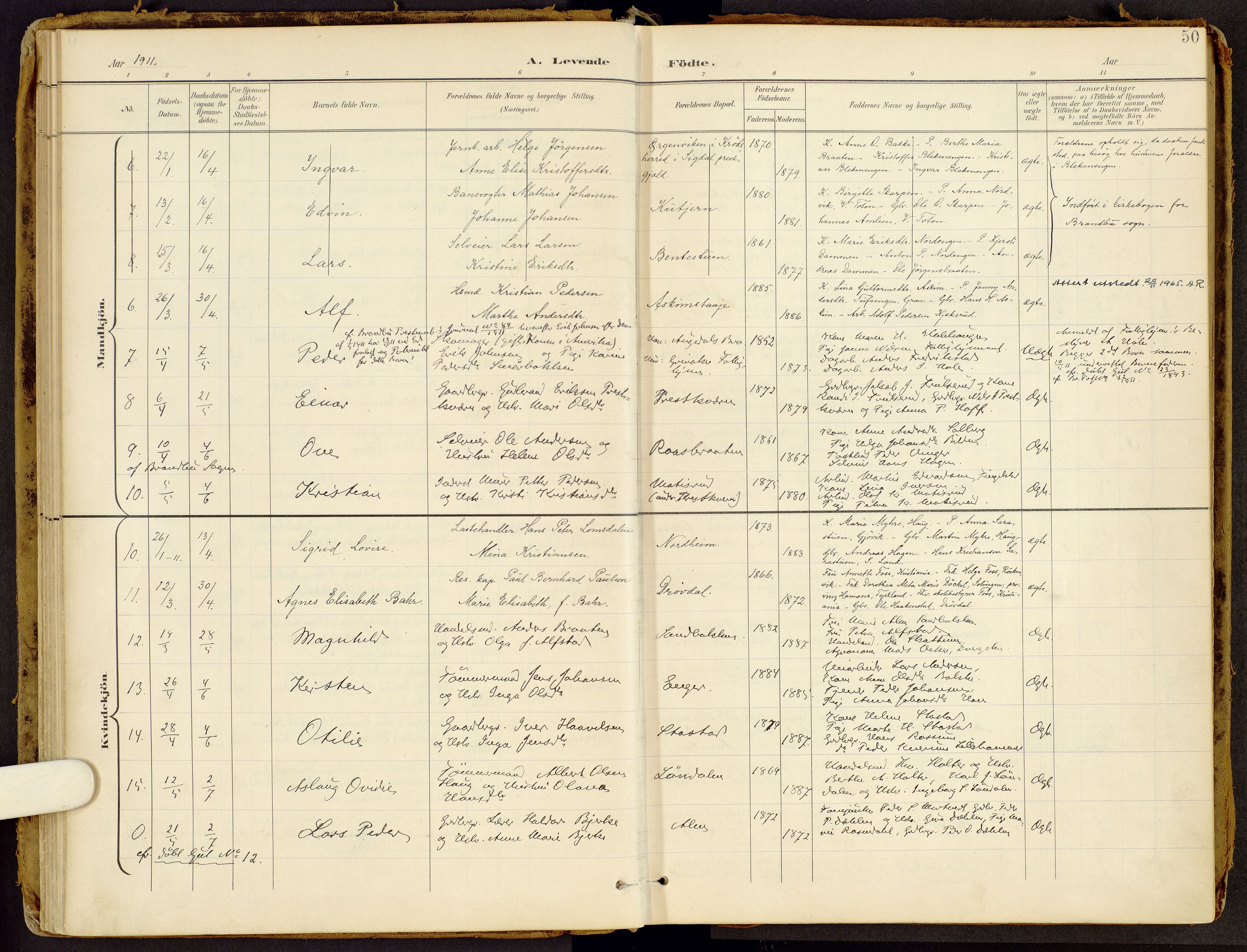 Brandbu prestekontor, AV/SAH-PREST-114/H/Ha/Haa/L0002: Parish register (official) no. 2, 1899-1914, p. 50