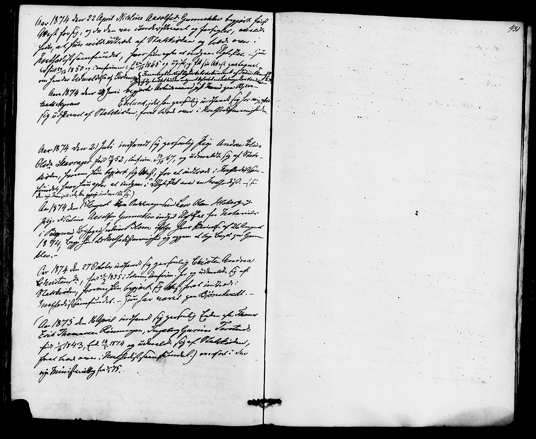 Eidanger kirkebøker, SAKO/A-261/F/Fa/L0010: Parish register (official) no. 10, 1859-1874, p. 431