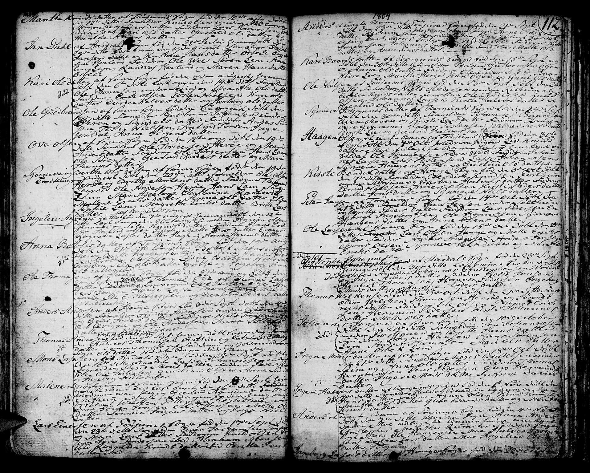 Lærdal sokneprestembete, SAB/A-81201: Parish register (official) no. A 3, 1783-1804, p. 112