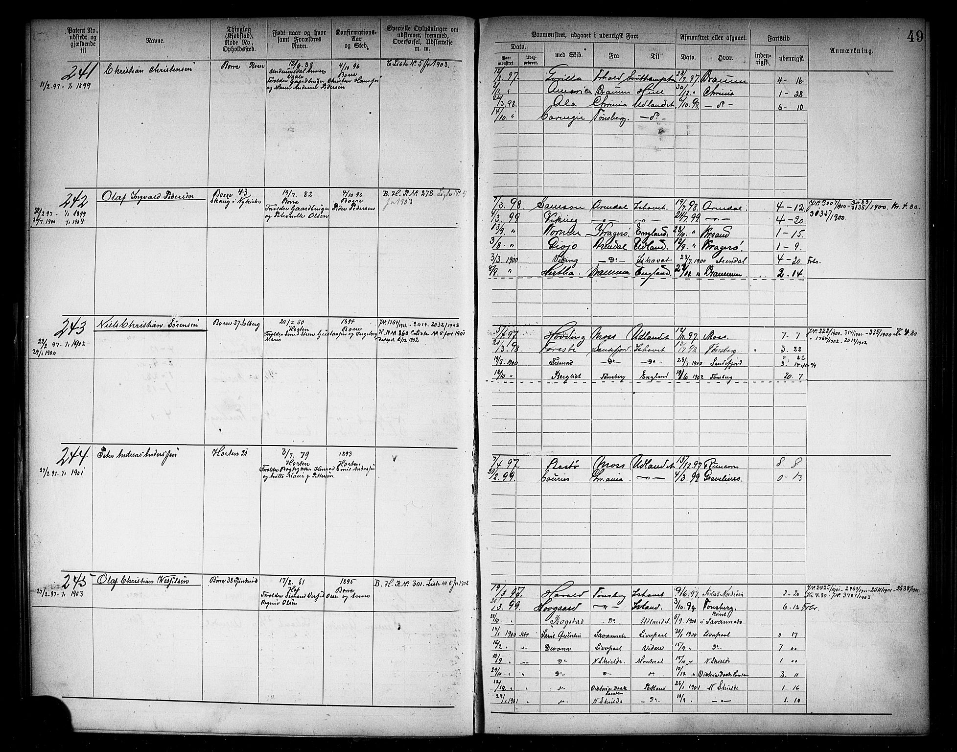 Horten innrulleringskontor, AV/SAKO-A-785/F/Fb/L0006: Annotasjonsrulle, 1889-1911, p. 52