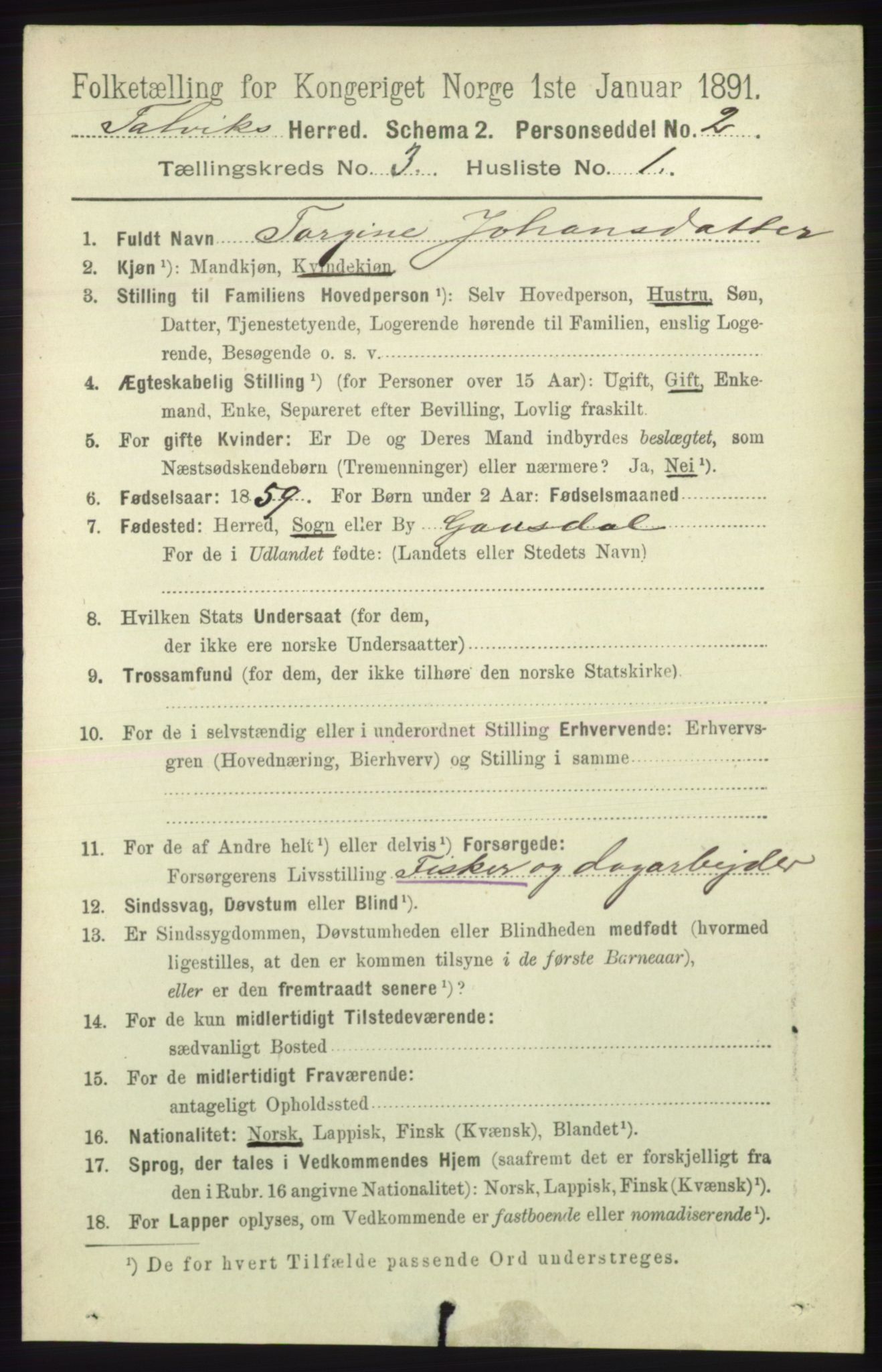 RA, 1891 census for 2013 Talvik, 1891, p. 724