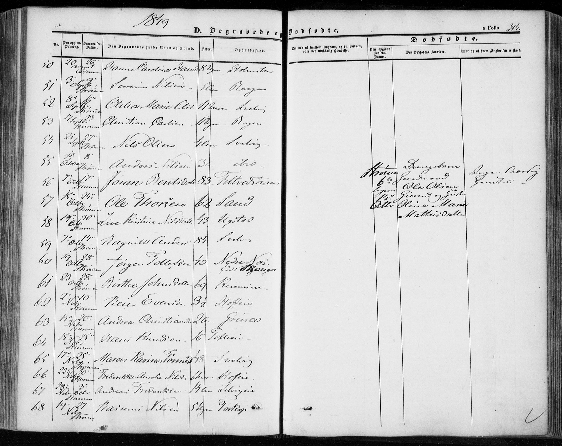 Hurum kirkebøker, SAKO/A-229/F/Fa/L0011: Parish register (official) no. 11, 1847-1860, p. 314