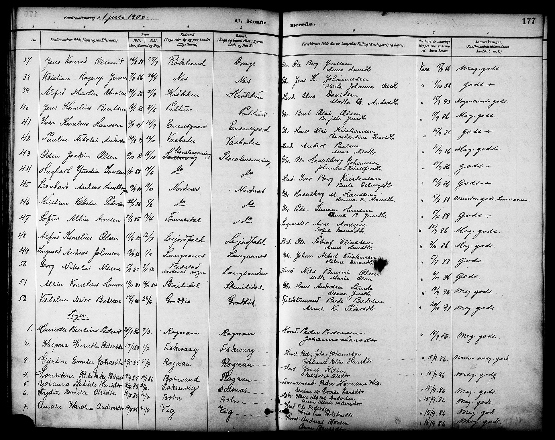 Ministerialprotokoller, klokkerbøker og fødselsregistre - Nordland, AV/SAT-A-1459/847/L0669: Parish register (official) no. 847A09, 1887-1901, p. 177