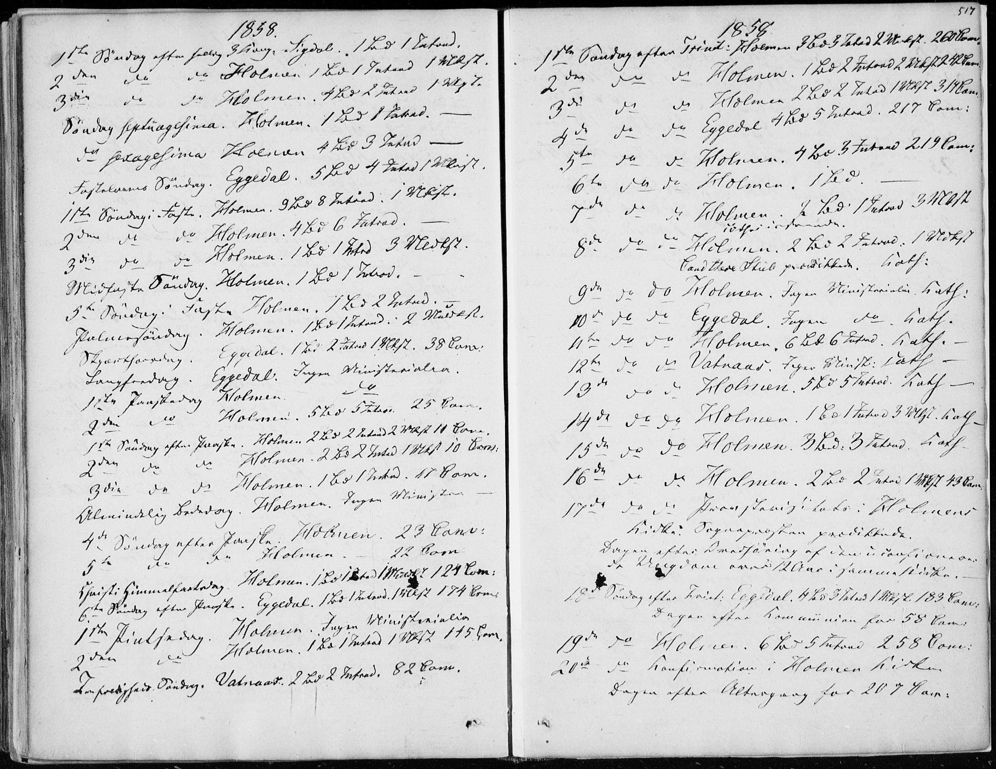 Sigdal kirkebøker, AV/SAKO-A-245/F/Fa/L0008: Parish register (official) no. I 8, 1850-1859, p. 517