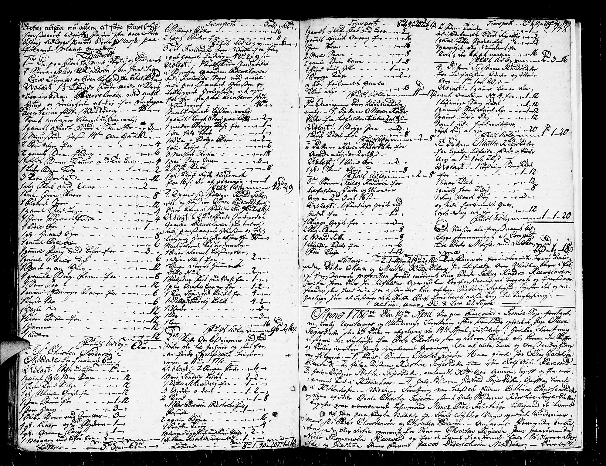 Nedenes sorenskriveri før 1824, SAK/1221-0007/H/Hc/L0035: Skifteprotokoll med register nr 23a, 1772-1780, p. 947b-948a