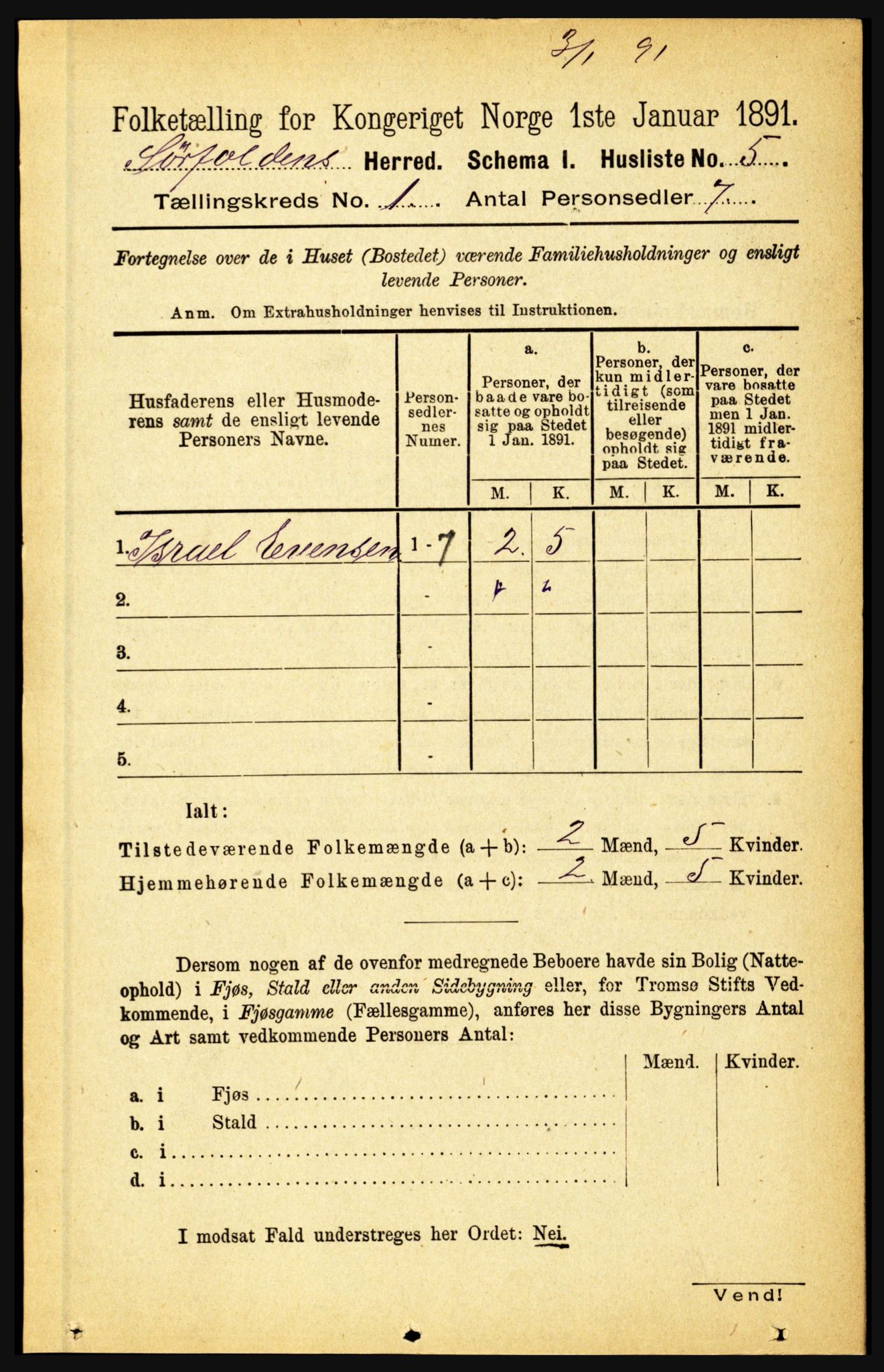 RA, 1891 census for 1845 Sørfold, 1891, p. 30