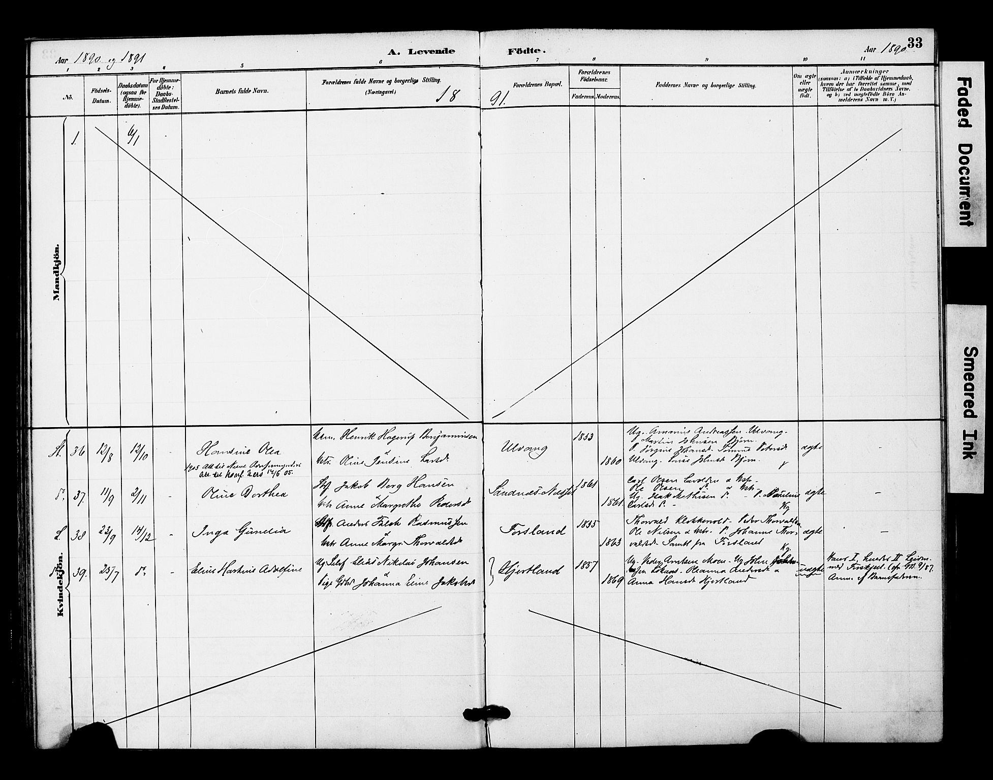 Ministerialprotokoller, klokkerbøker og fødselsregistre - Nordland, AV/SAT-A-1459/831/L0471: Parish register (official) no. 831A02, 1886-1901, p. 33