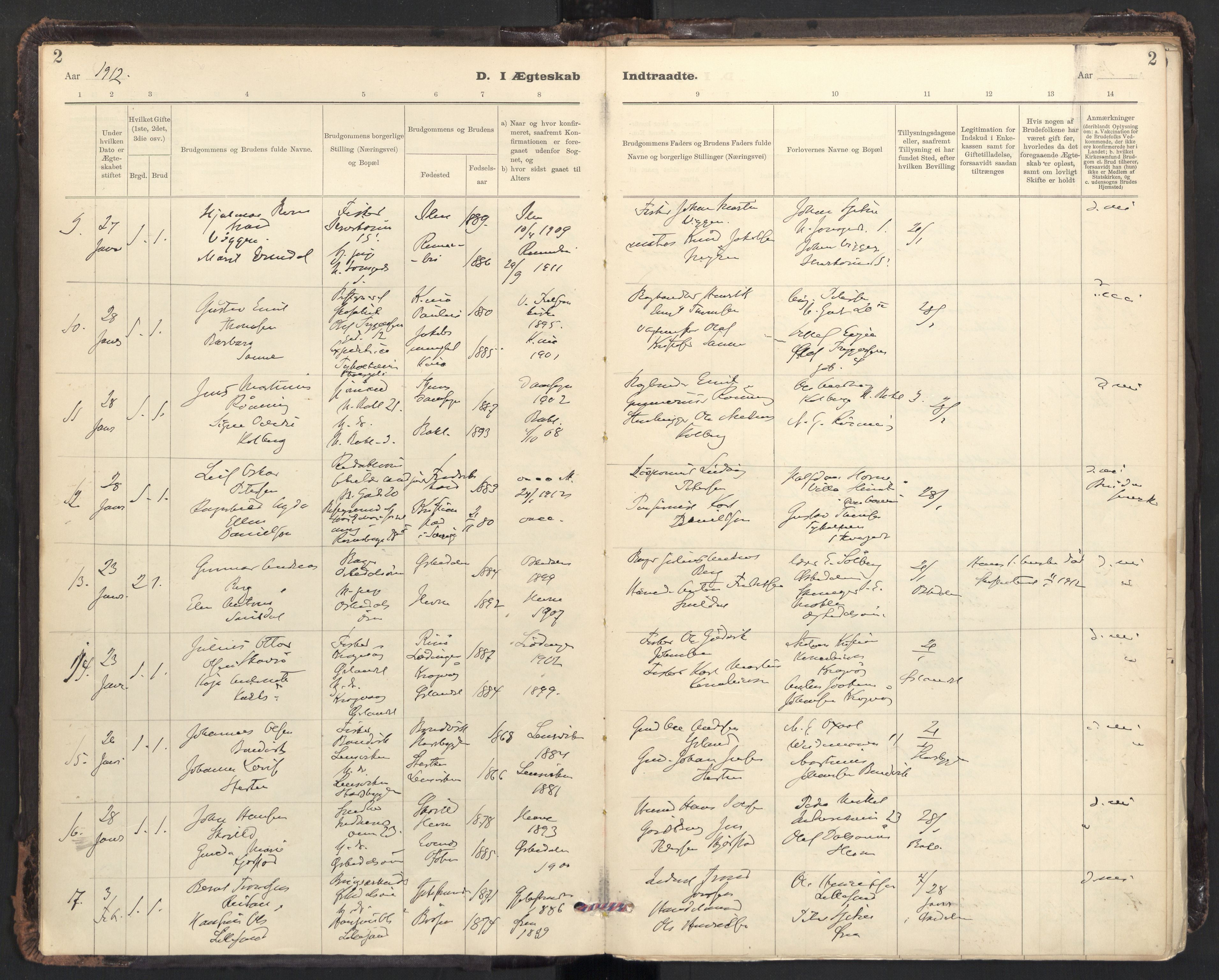 Ministerialprotokoller, klokkerbøker og fødselsregistre - Sør-Trøndelag, SAT/A-1456/604/L0204: Parish register (official) no. 604A24, 1911-1920, p. 2