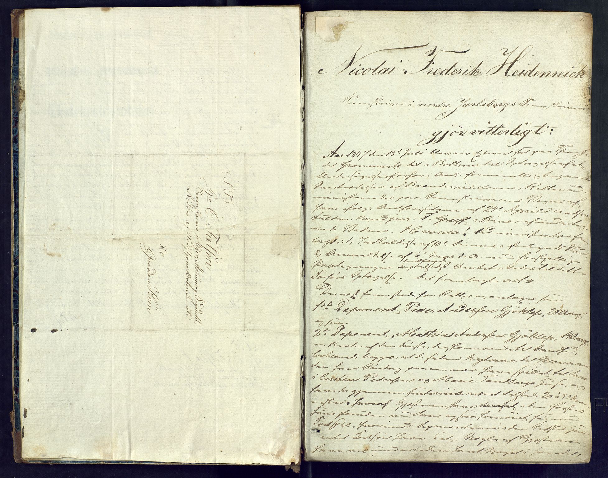 Nordre Jarlsberg sorenskriveri, AV/SAKO-A-80/F/Fb/Fba/L0009: Ekstrarettsprotokoll, 1847-1850, p. 1