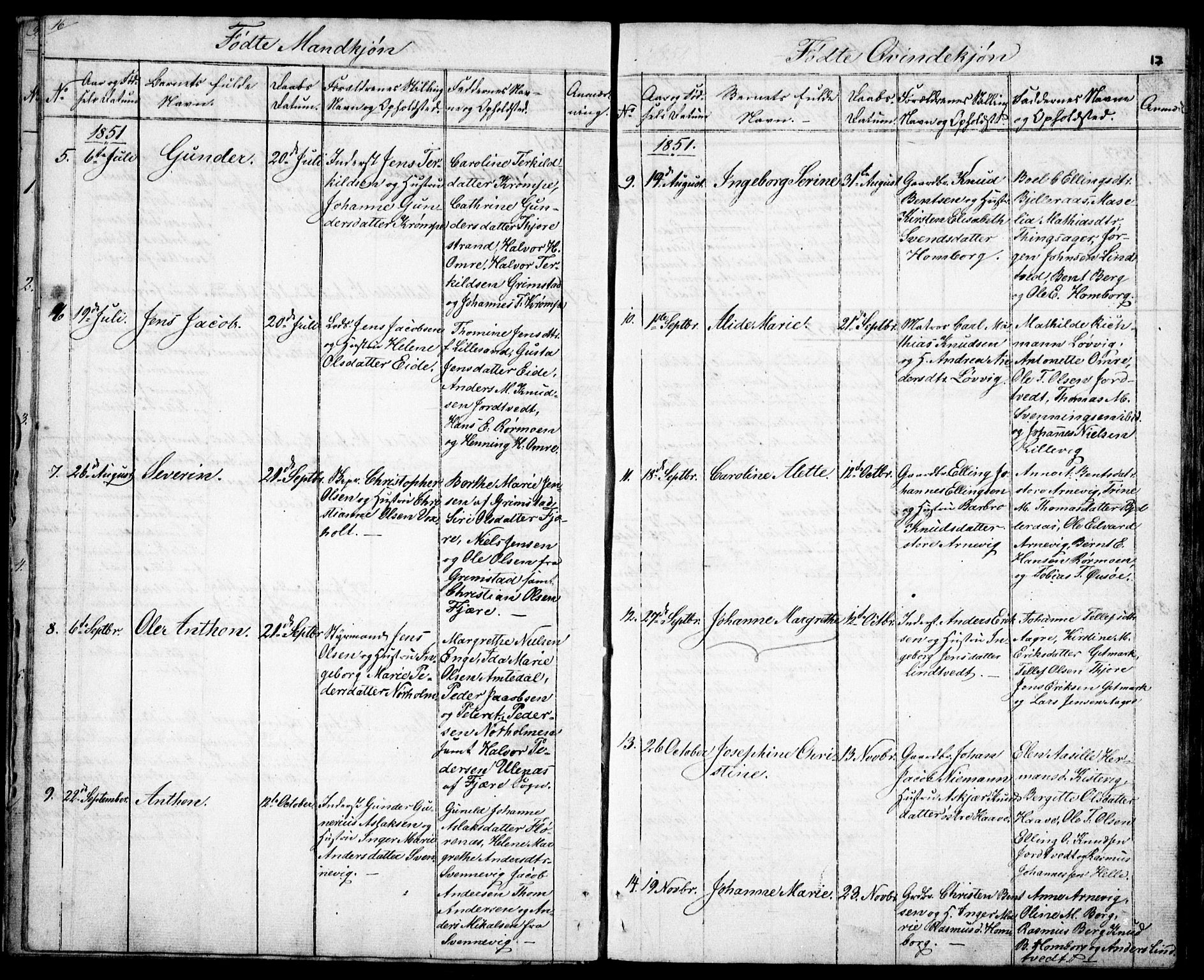 Hommedal sokneprestkontor, AV/SAK-1111-0023/F/Fb/Fba/L0002: Parish register (copy) no. B 2, 1841-1863, p. 17