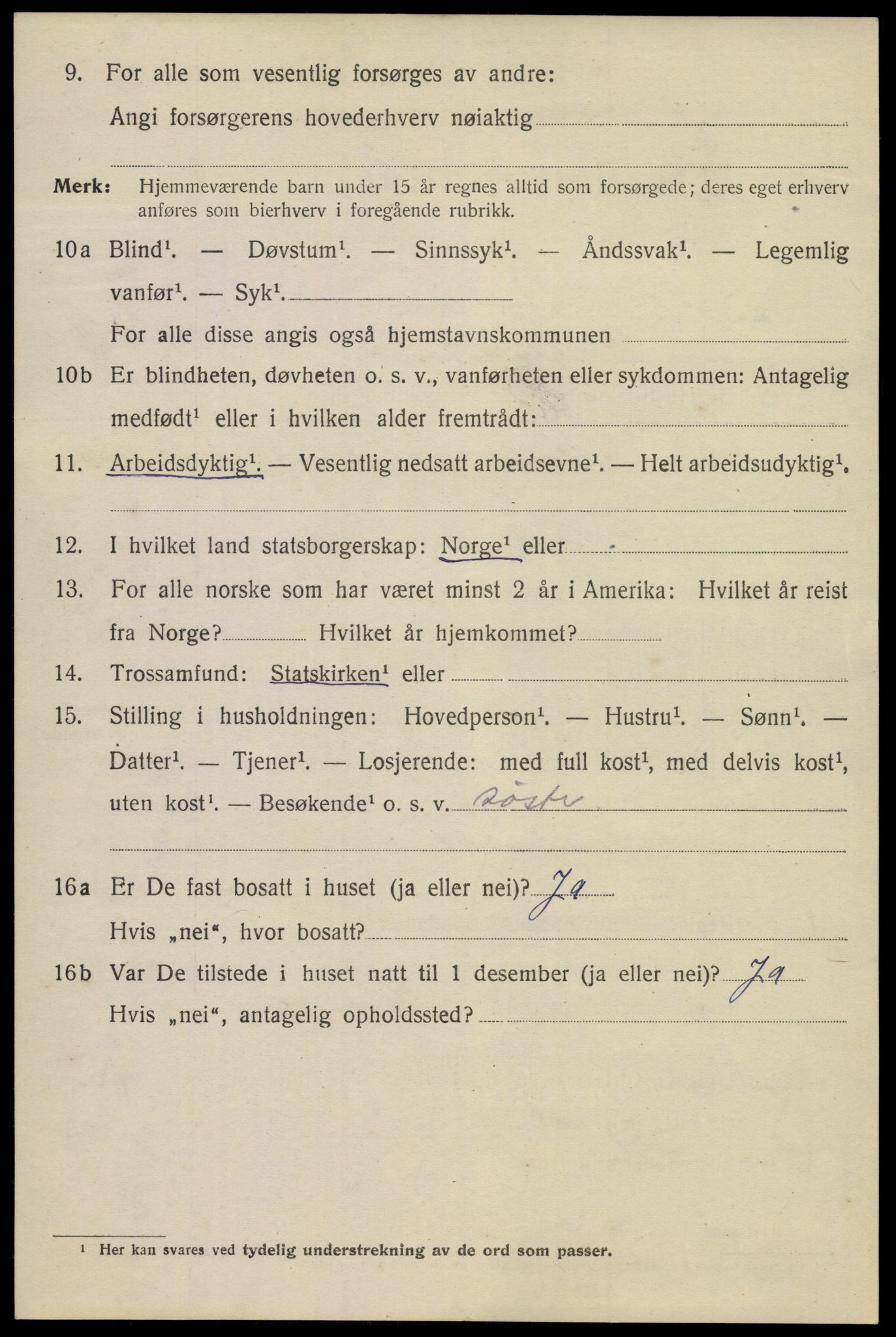 SAKO, 1920 census for Kragerø, 1920, p. 7286