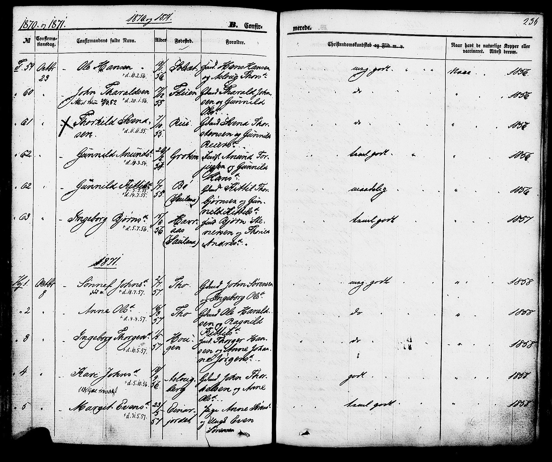 Hjartdal kirkebøker, SAKO/A-270/F/Fa/L0009: Parish register (official) no. I 9, 1860-1879, p. 236