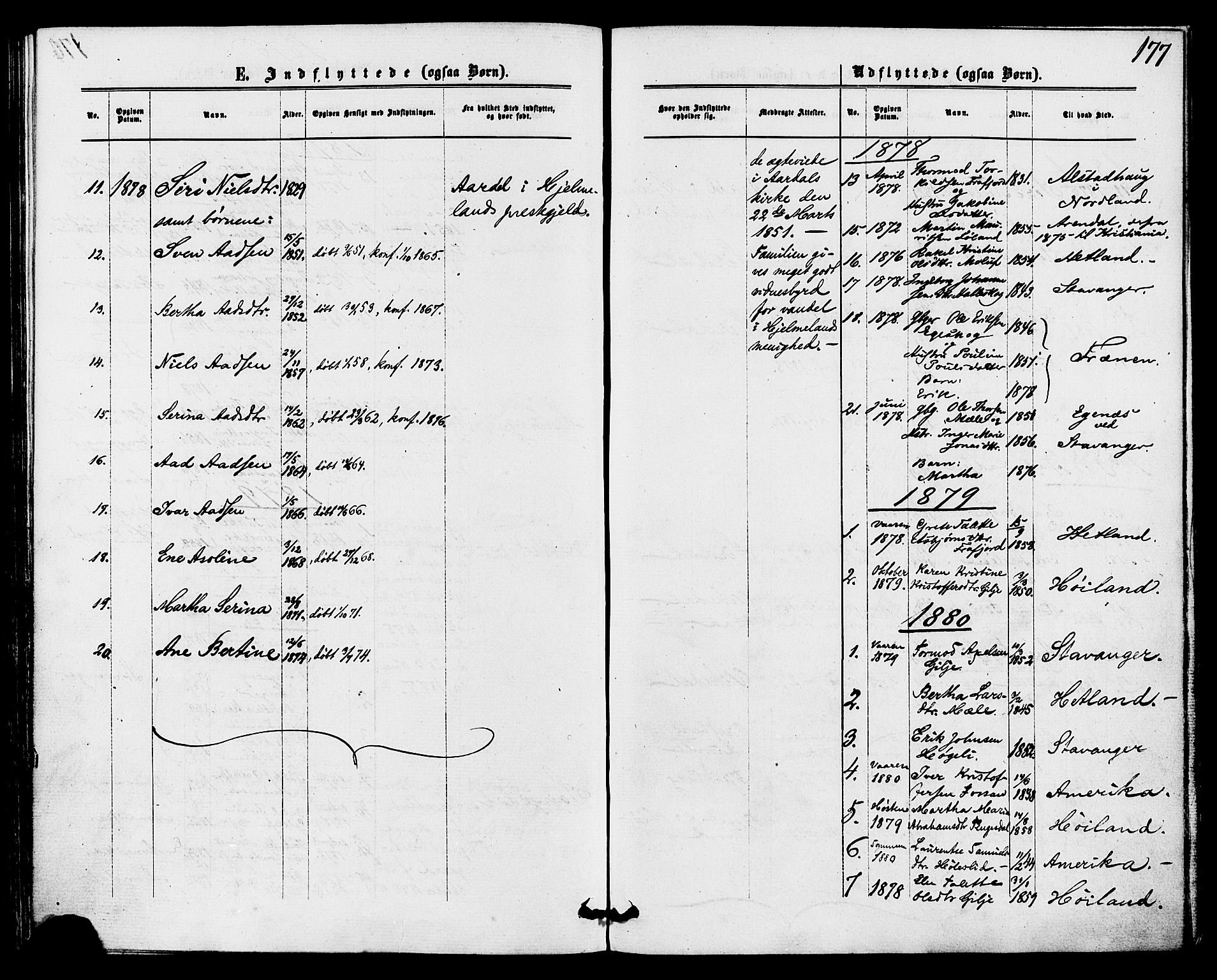 Høgsfjord sokneprestkontor, SAST/A-101624/H/Ha/Haa/L0004: Parish register (official) no. A 4, 1876-1884, p. 177