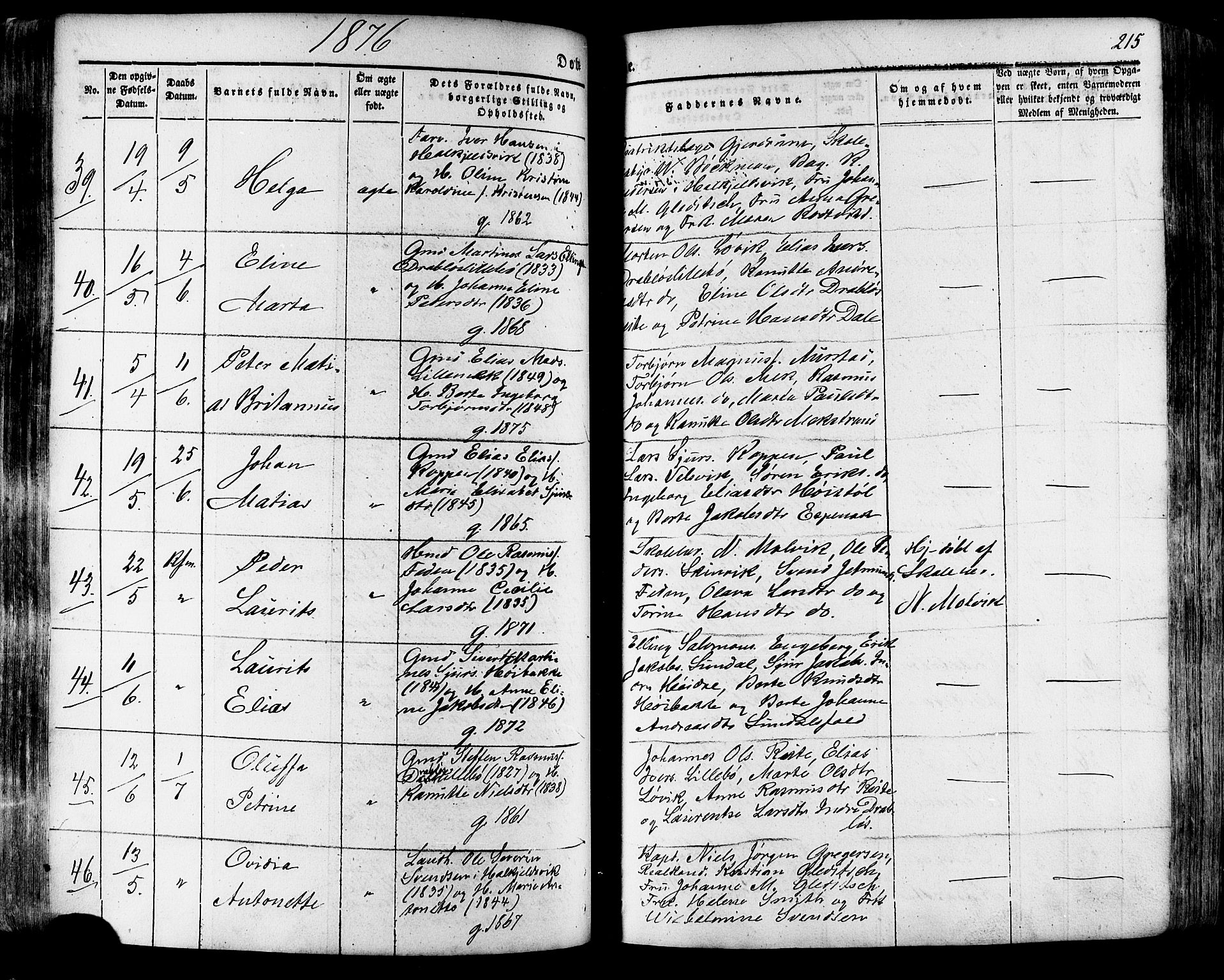 Ministerialprotokoller, klokkerbøker og fødselsregistre - Møre og Romsdal, AV/SAT-A-1454/511/L0140: Parish register (official) no. 511A07, 1851-1878, p. 215