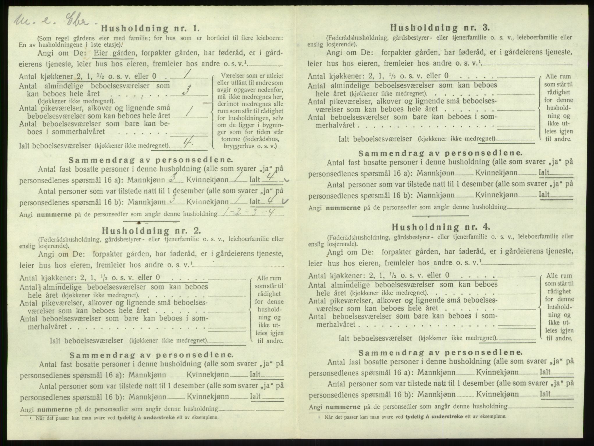 SAB, 1920 census for Hyllestad, 1920, p. 184