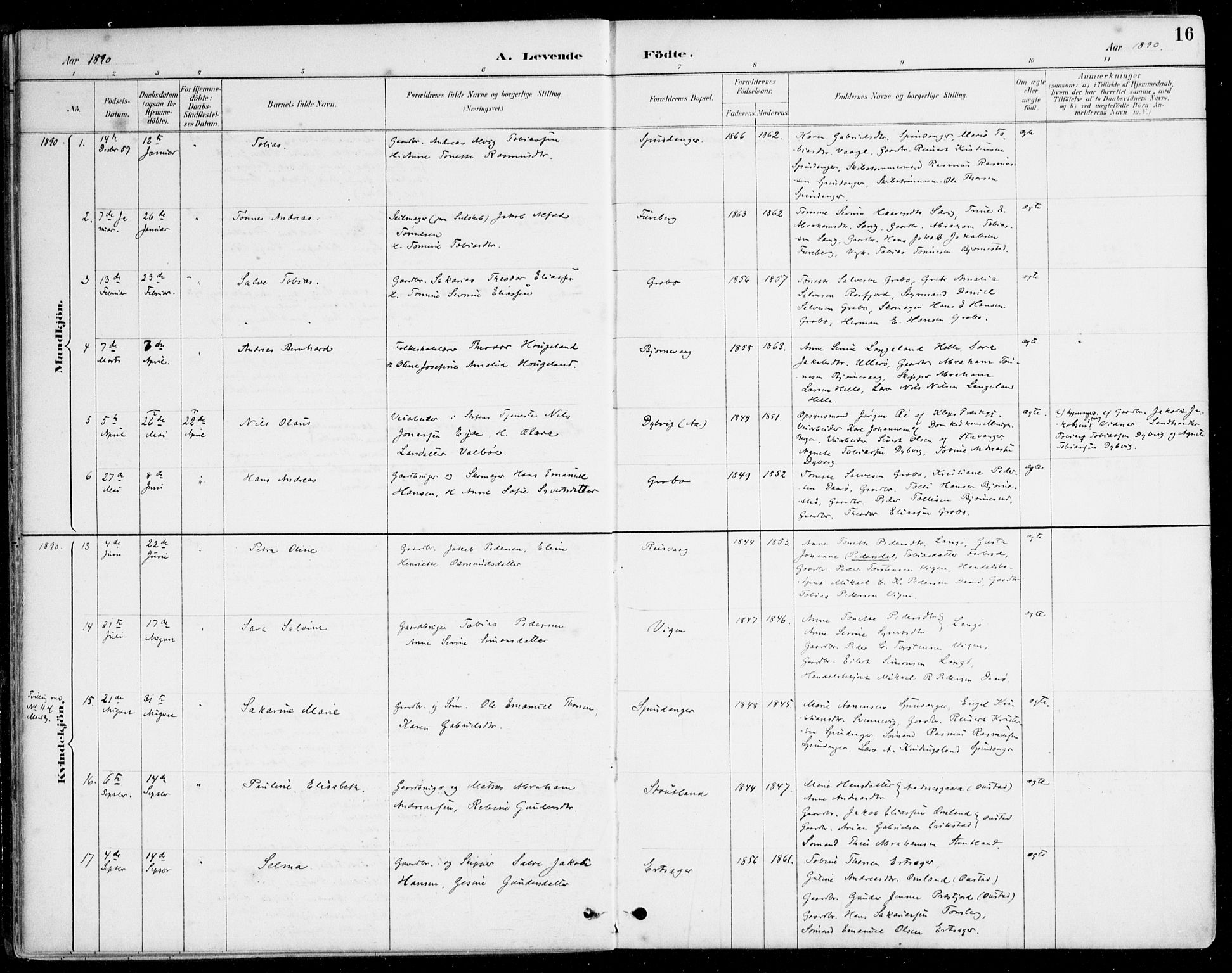 Herad sokneprestkontor, AV/SAK-1111-0018/F/Fa/Fab/L0005: Parish register (official) no. A 5, 1886-1913, p. 16